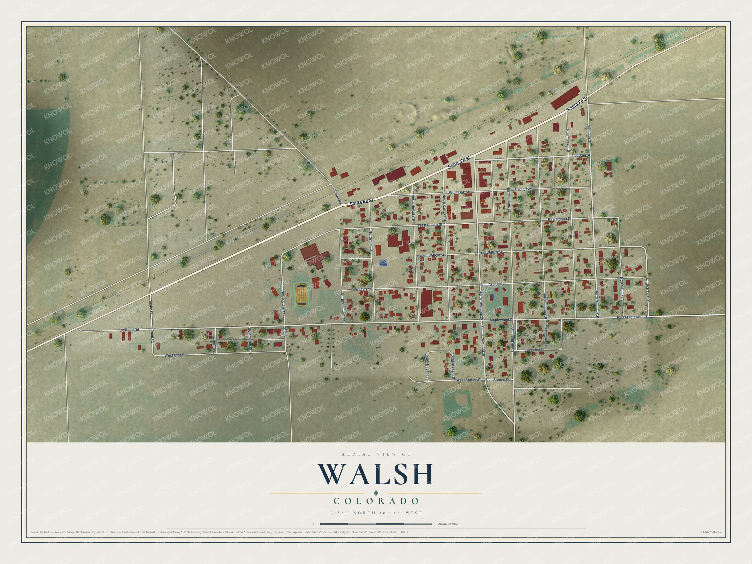 Watermarked full-map preview of Walsh, Colorado
