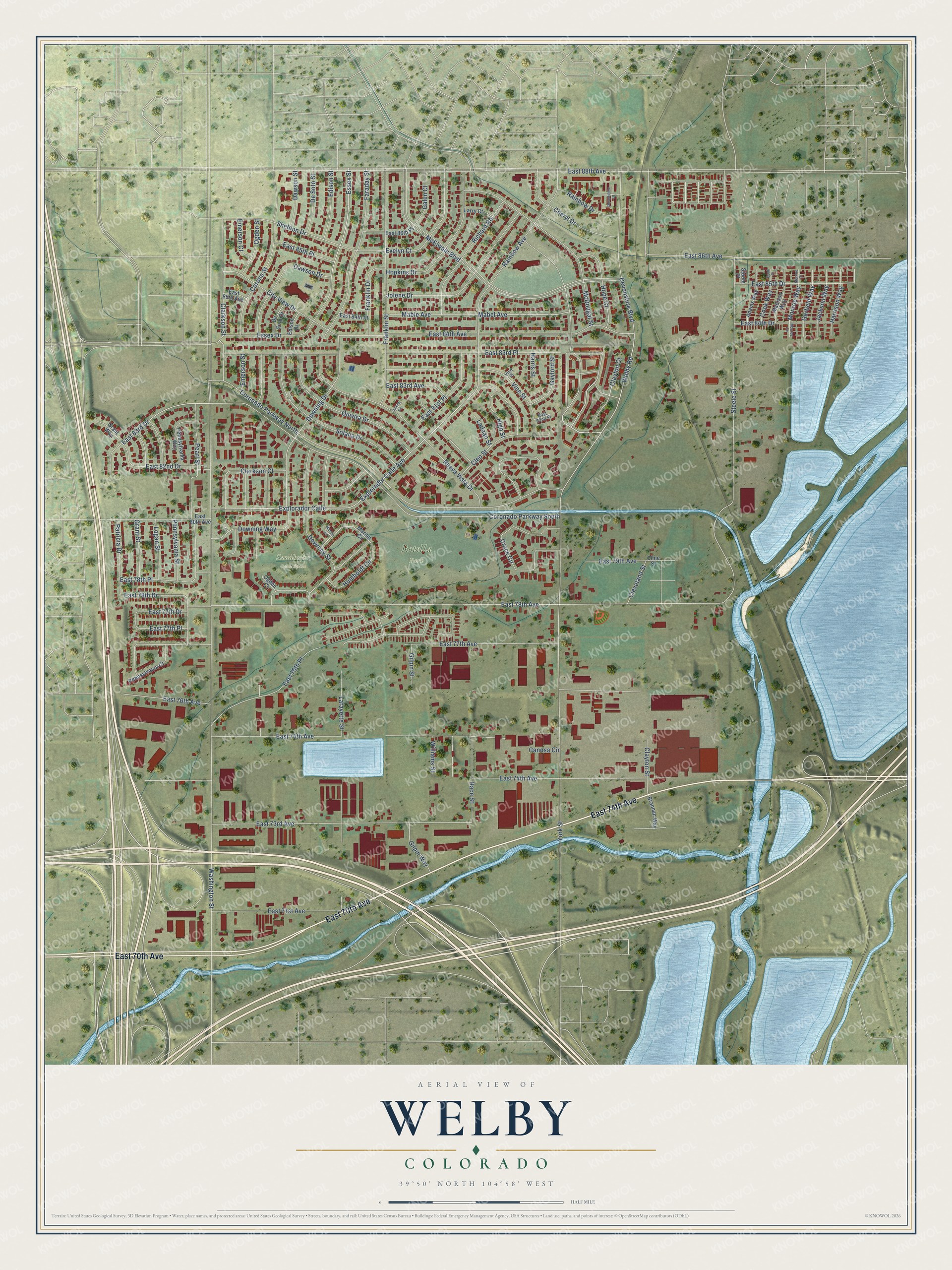 Watermarked full-map preview of Welby, Colorado