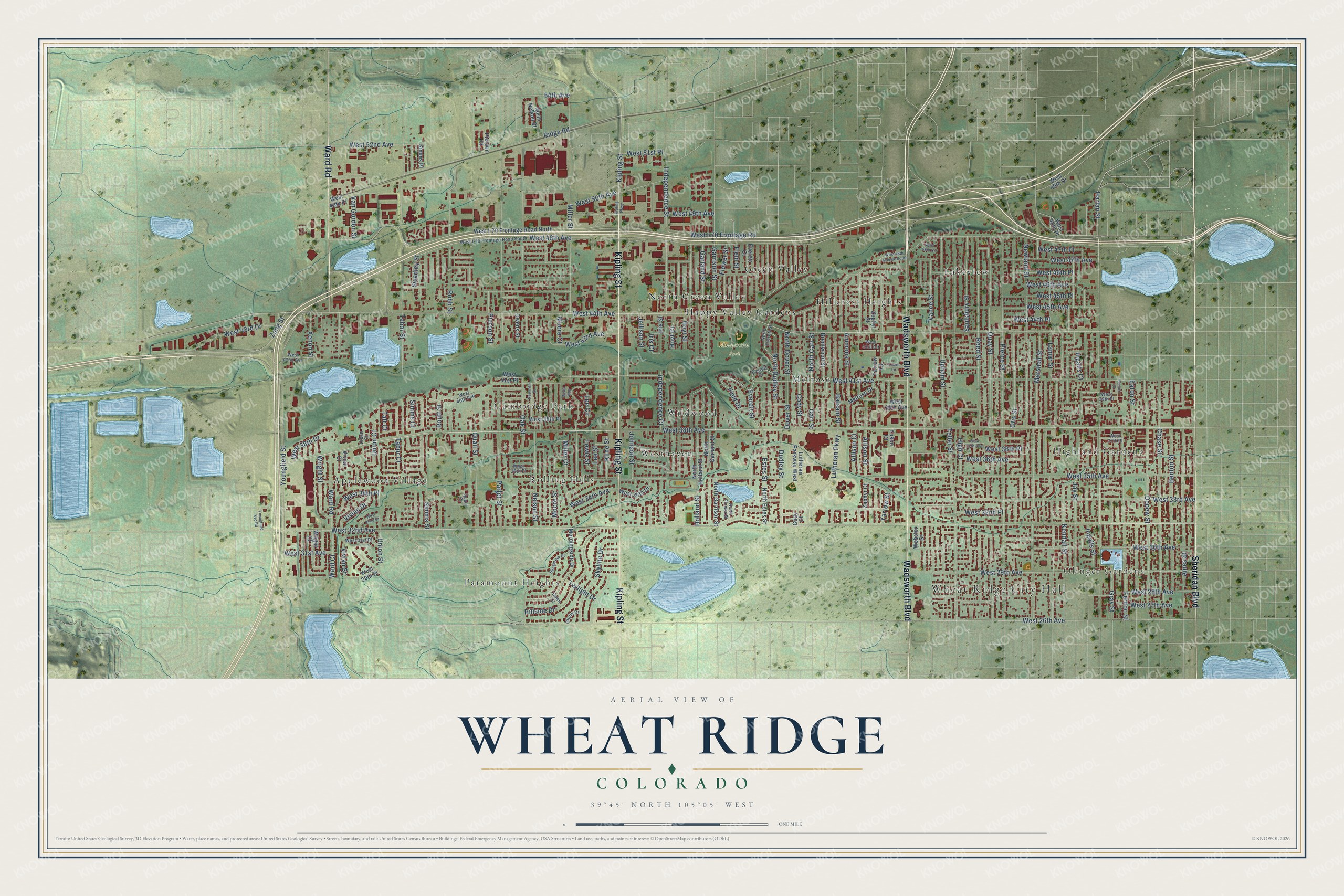 Watermarked full-map preview of Wheat Ridge, Colorado