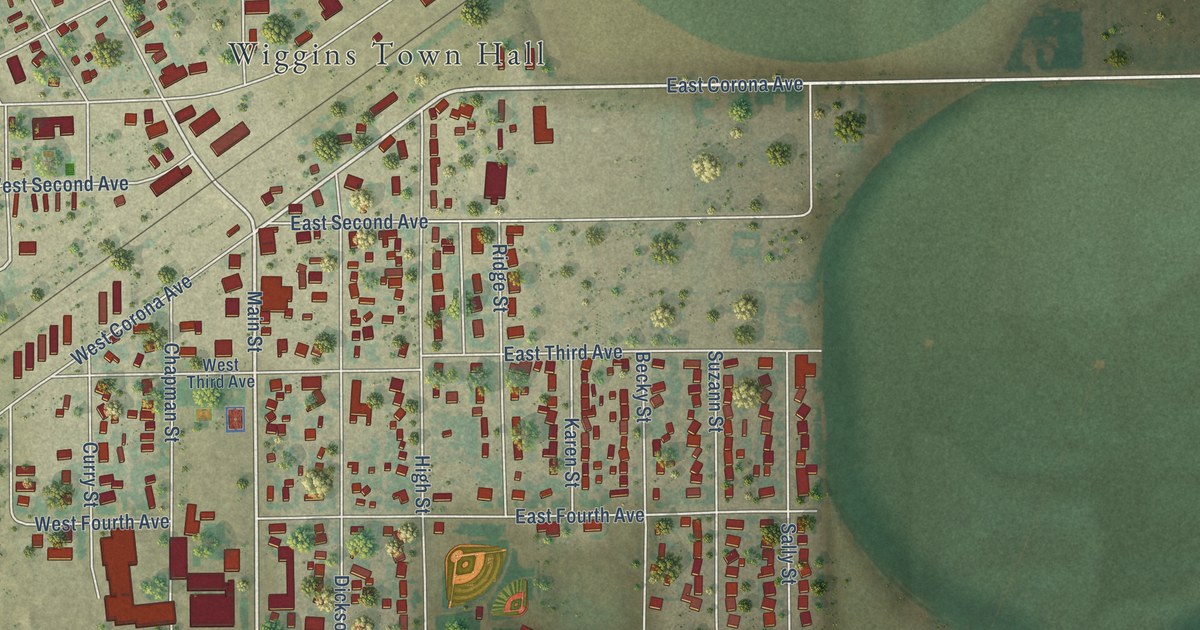 Map of Wiggins, Colorado in 2026