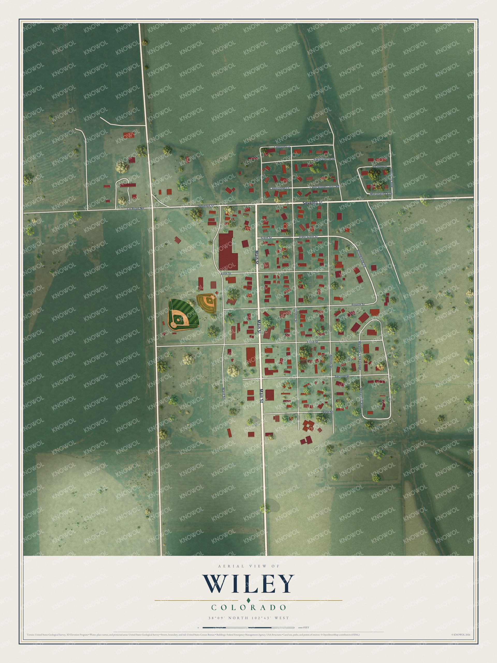 Watermarked full-map preview of Wiley, Colorado
