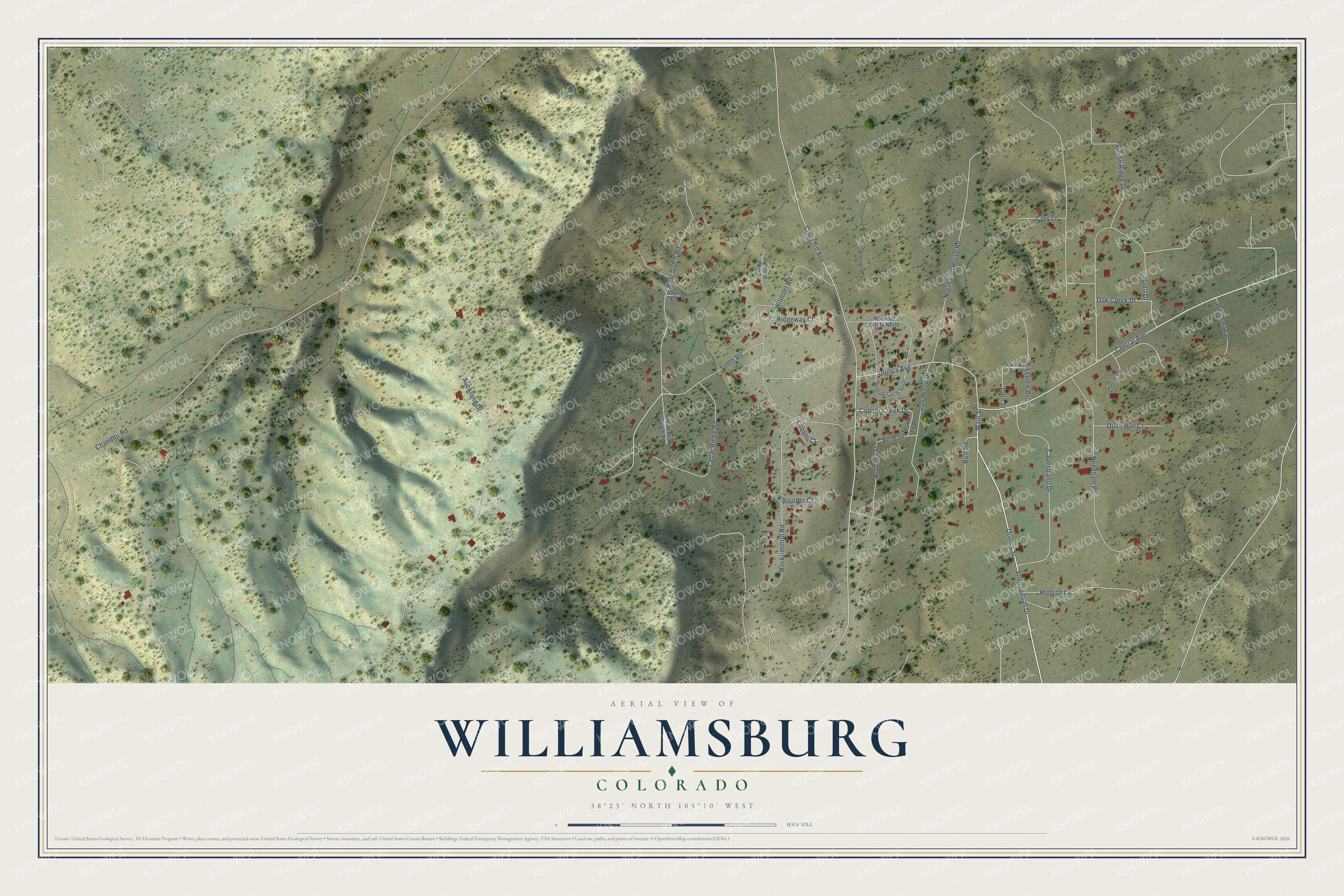 Watermarked full-map preview of Williamsburg, Colorado