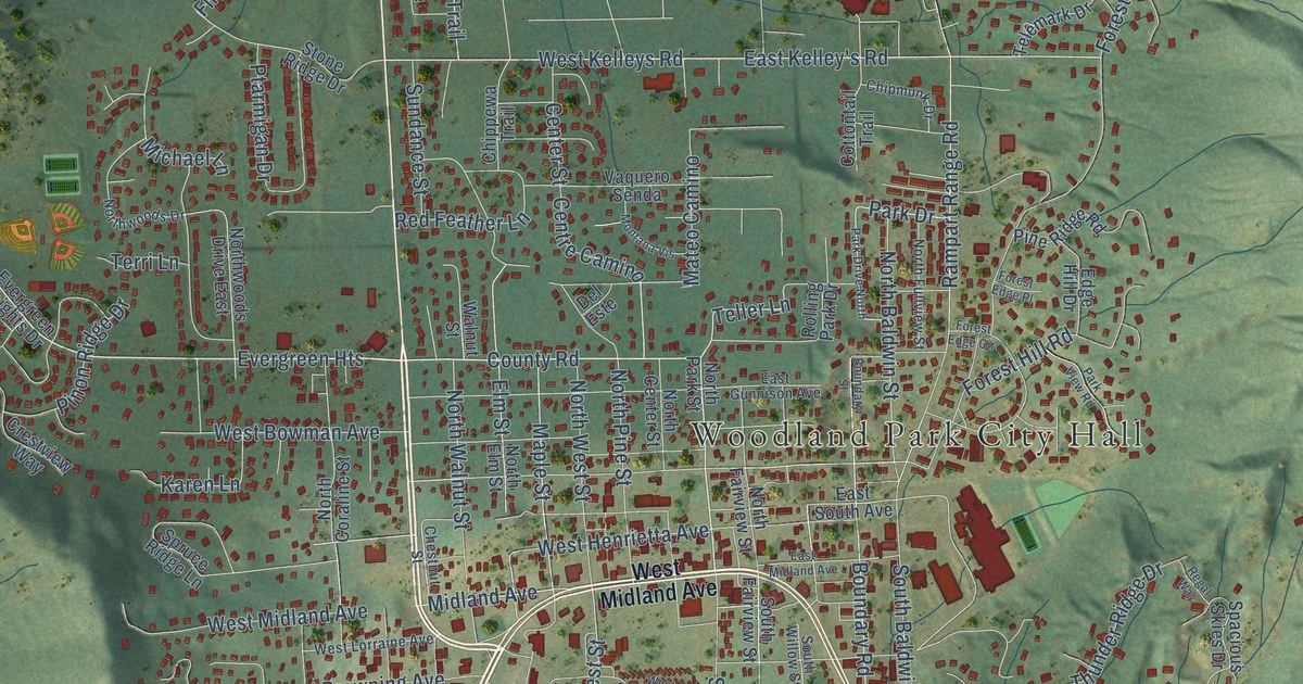 Map of Woodland Park, Colorado in 2026