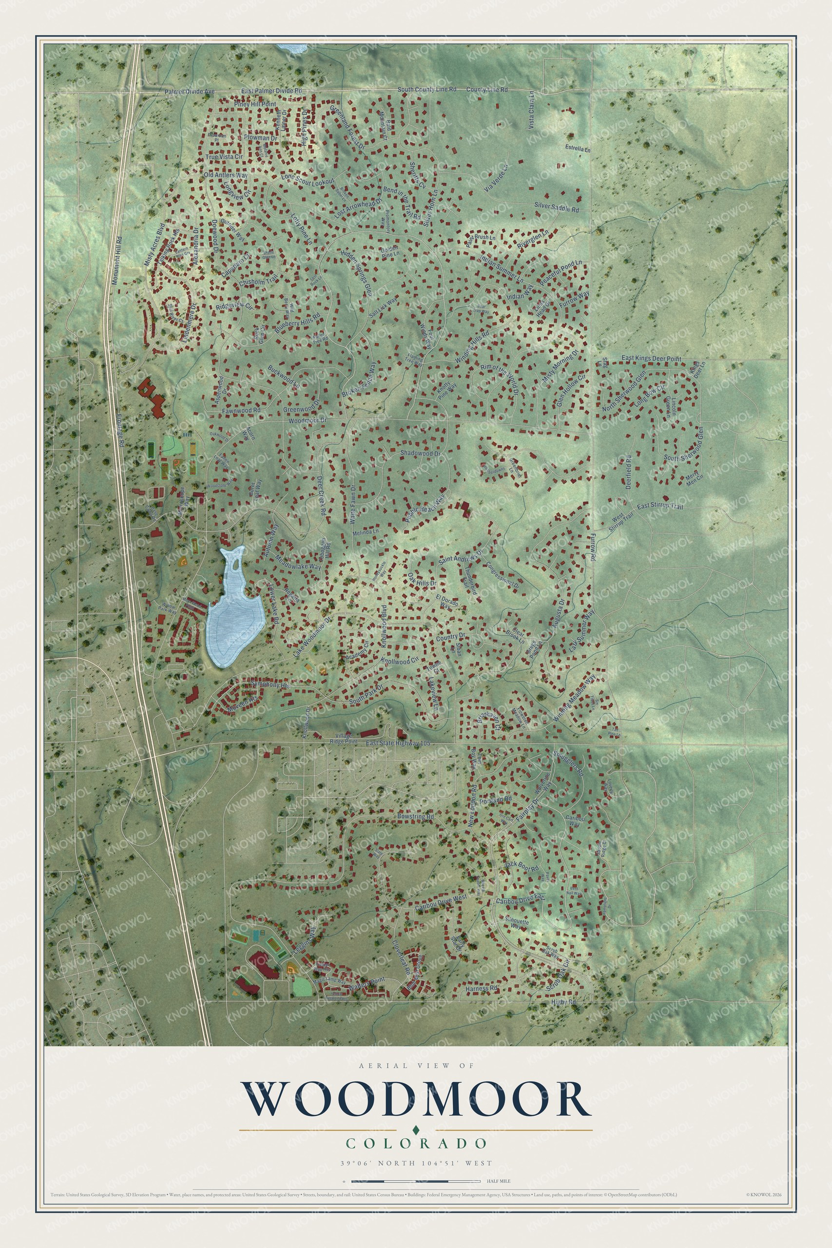 Watermarked full-map preview of Woodmoor, Colorado