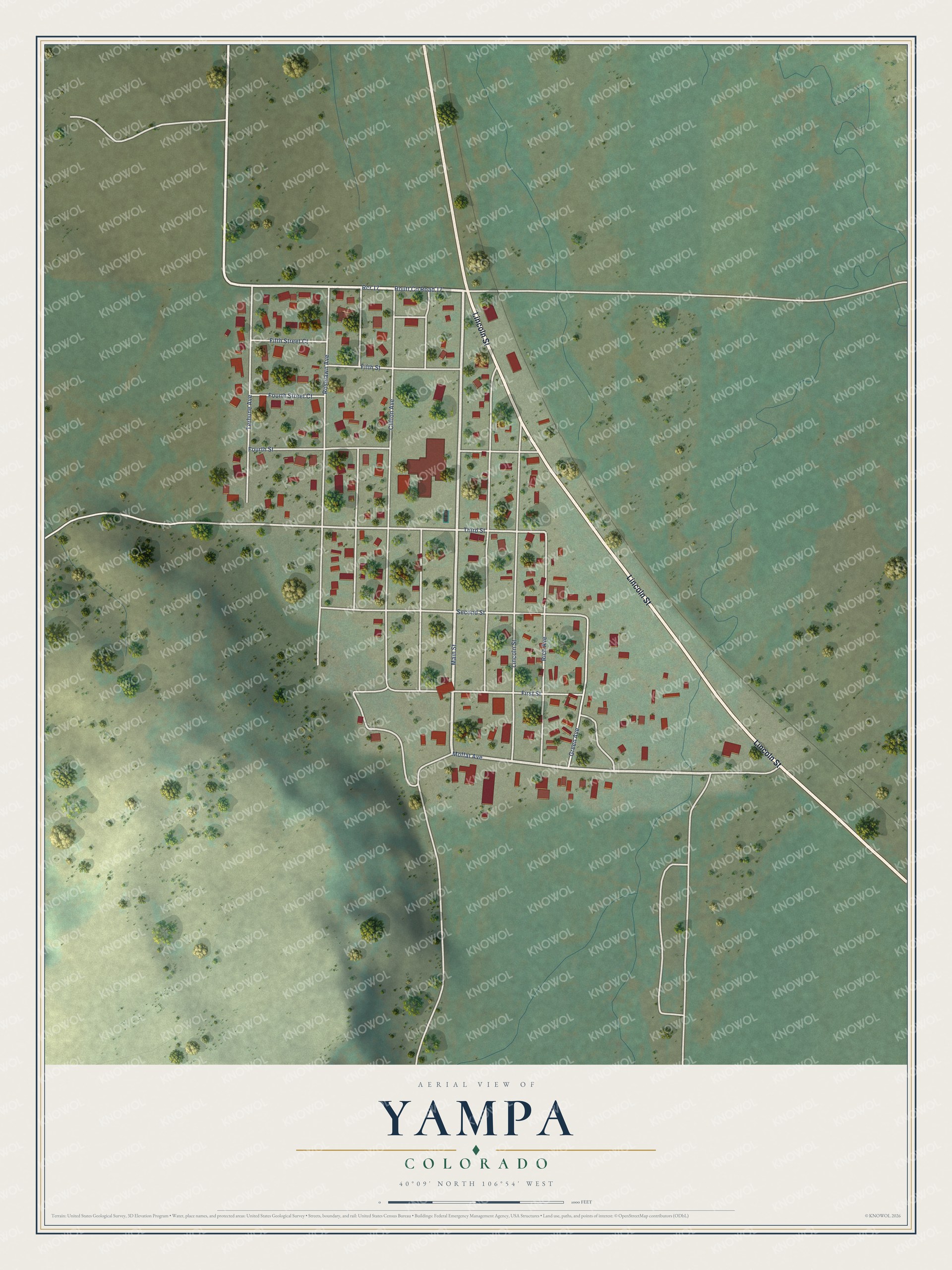 Watermarked full-map preview of Yampa, Colorado