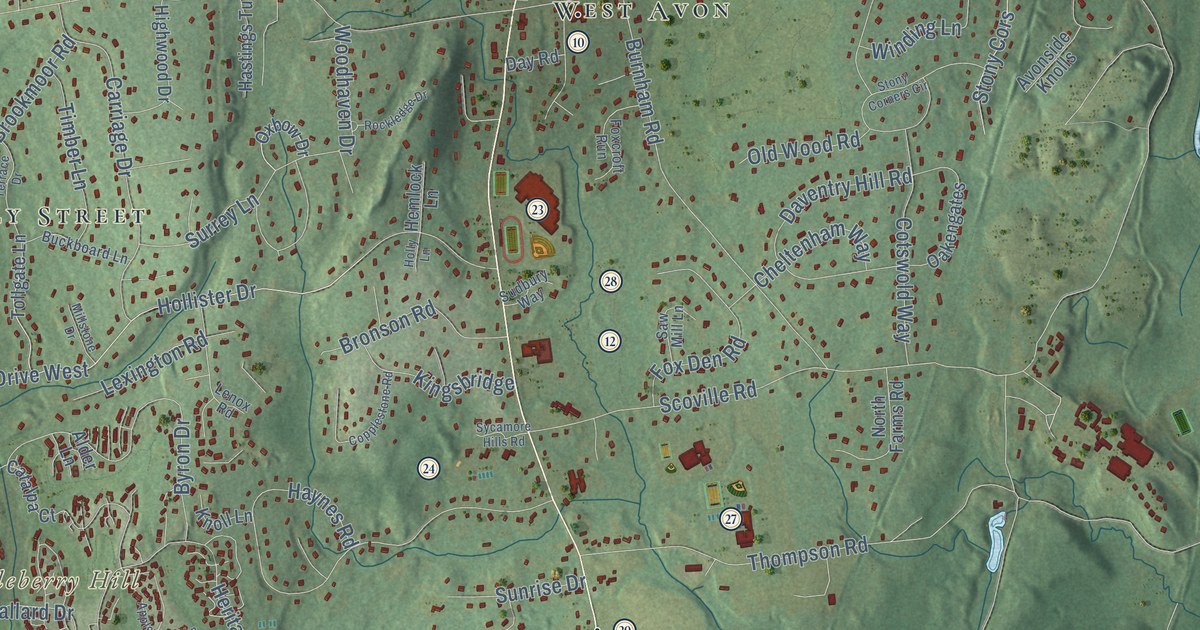 Map of Avon, Connecticut in 2026
