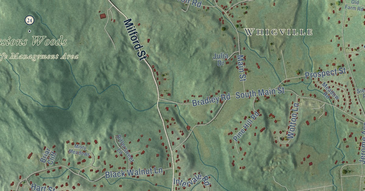 Detailed Map of Burlington, Connecticut