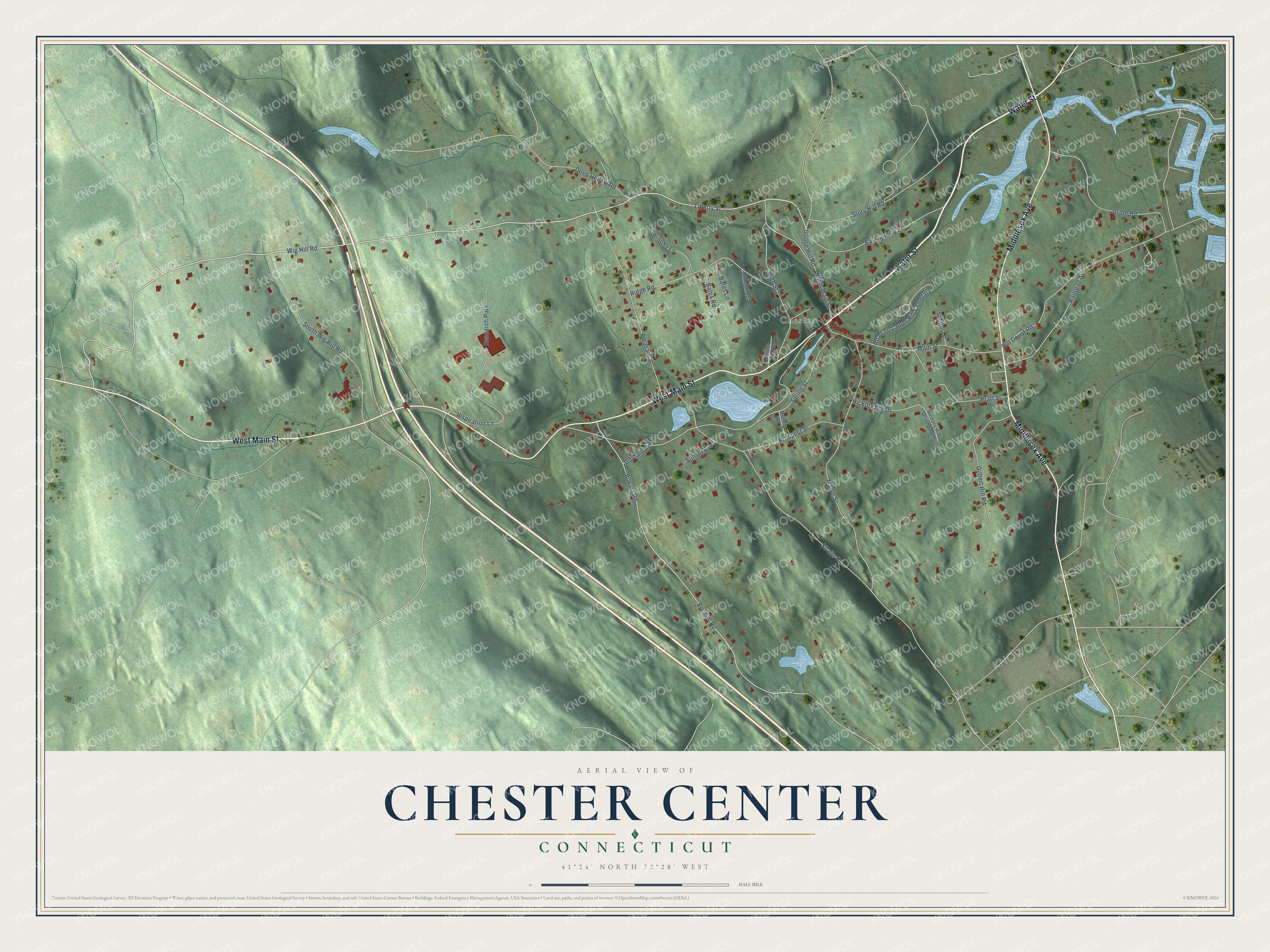 Watermarked full-map preview of Chester Center, Connecticut
