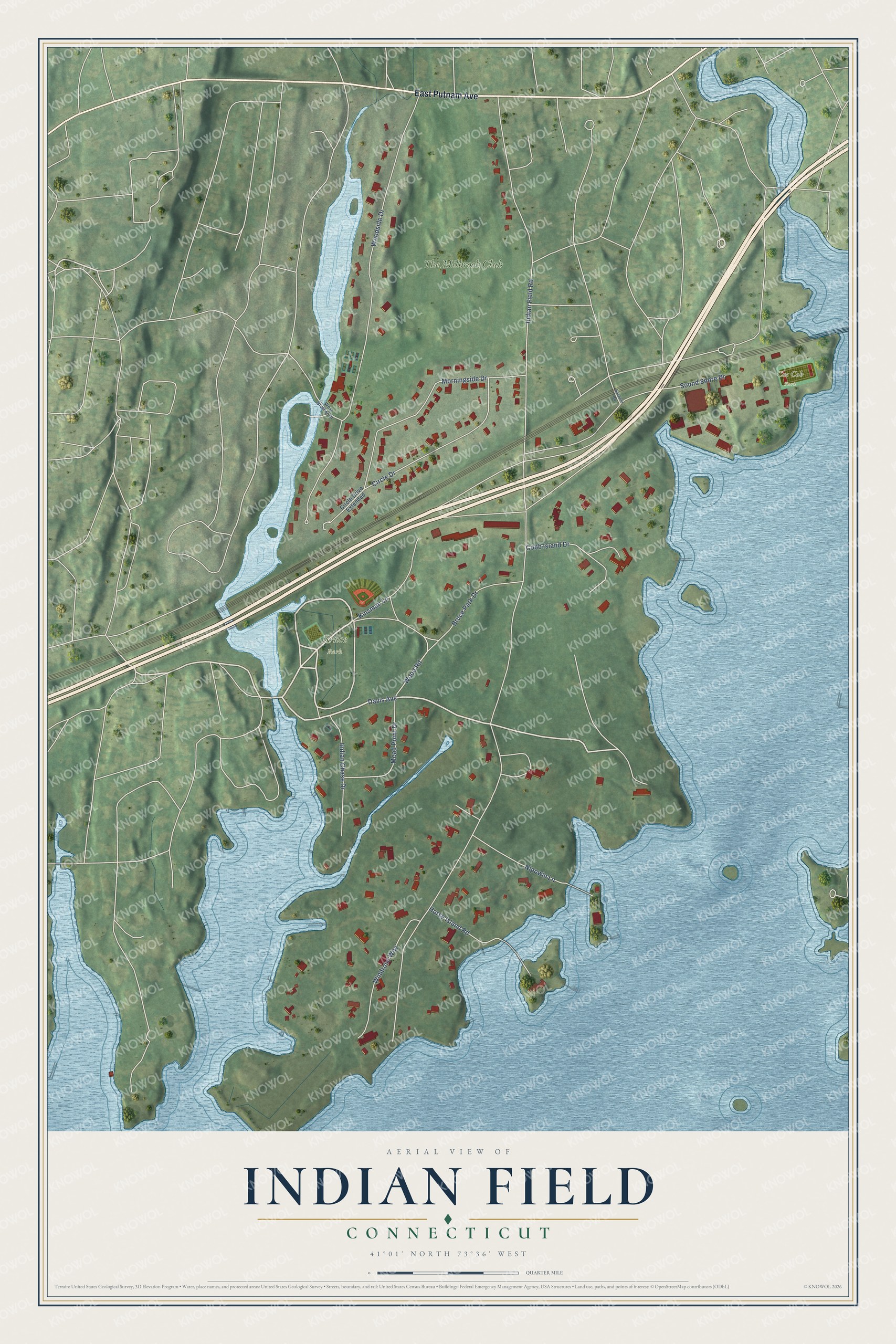 Watermarked full-map preview of Indian Field, Connecticut
