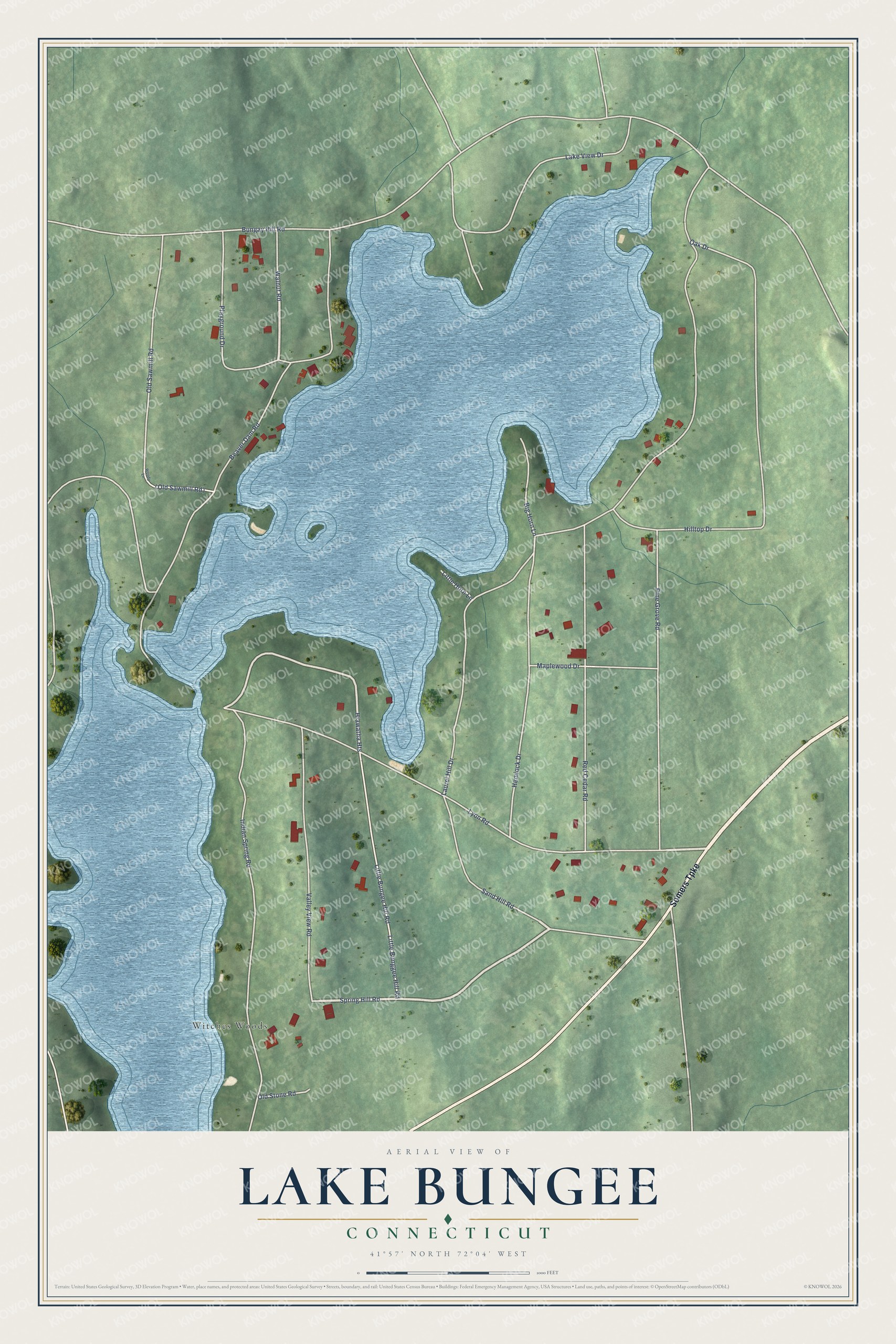 Watermarked full-map preview of Lake Bungee, Connecticut