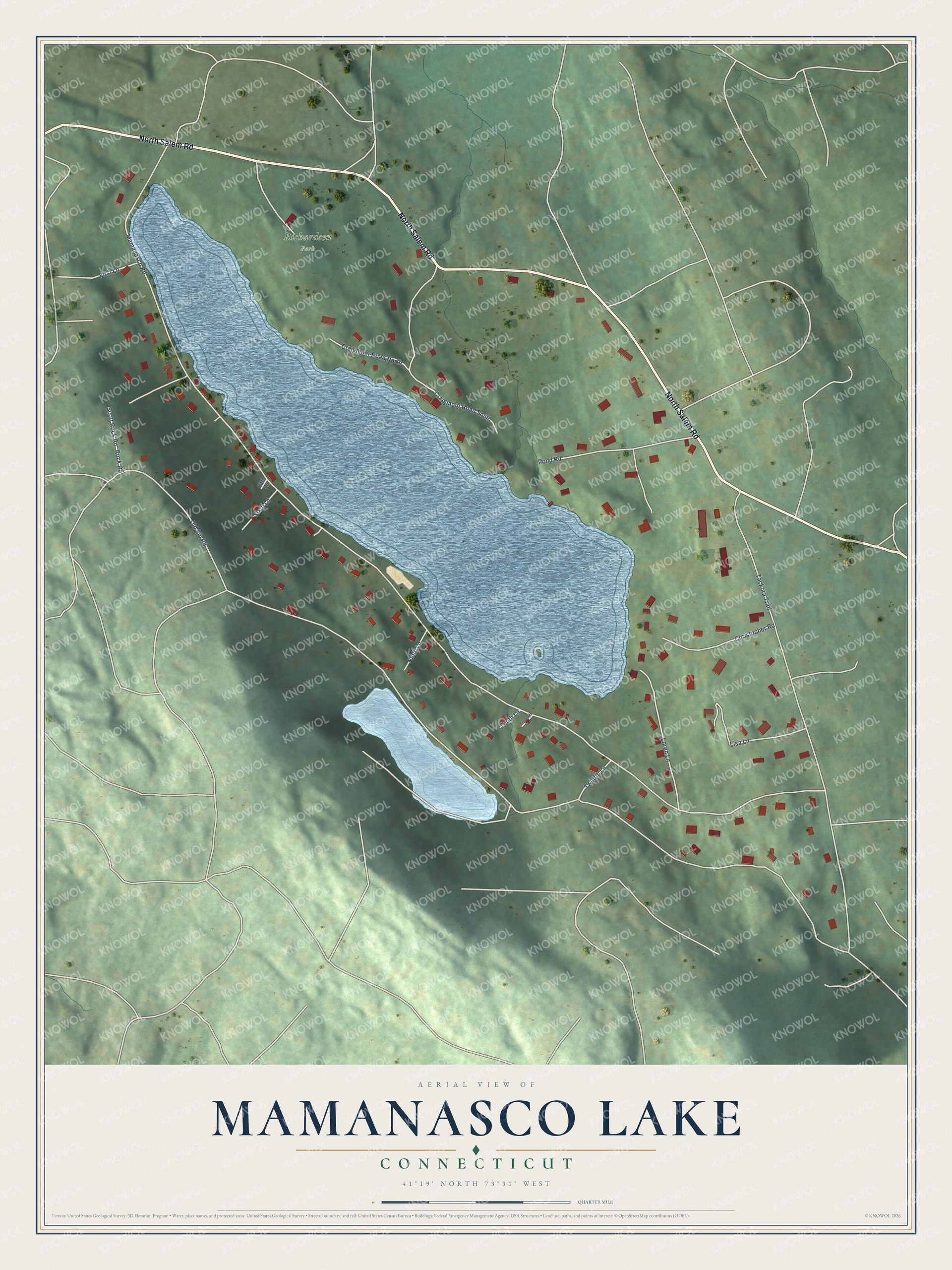 Watermarked full-map preview of Mamanasco Lake, Connecticut