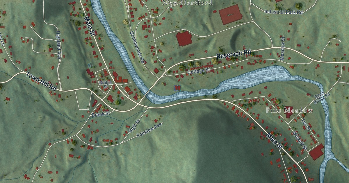 Map of New Hartford Center, Connecticut in 2026