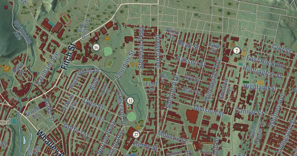 Map of New Haven, Connecticut in 2026