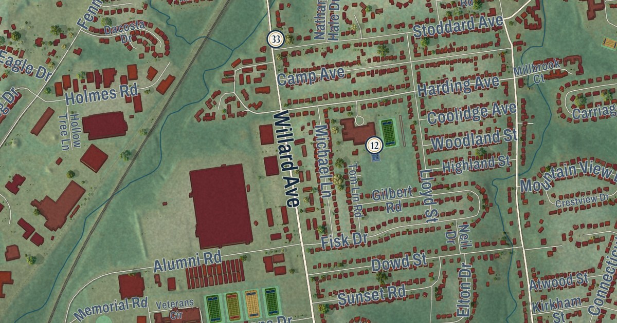 Map of Newington, Connecticut in 2026