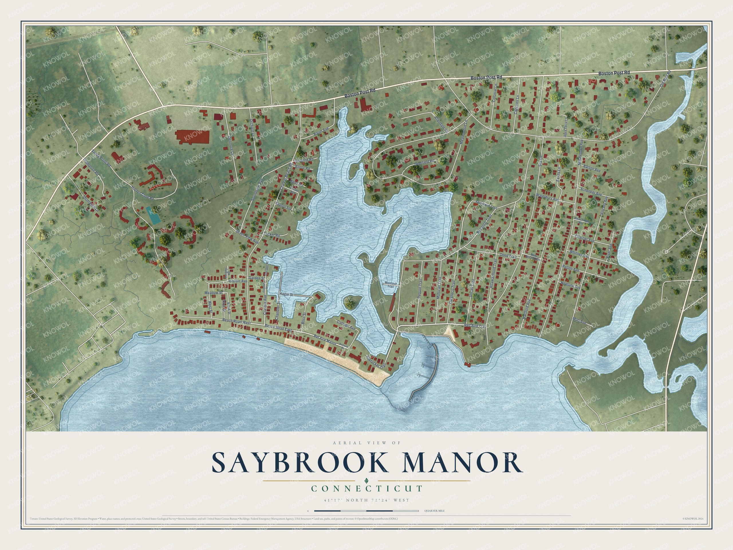 Watermarked full-map preview of Saybrook Manor, Connecticut