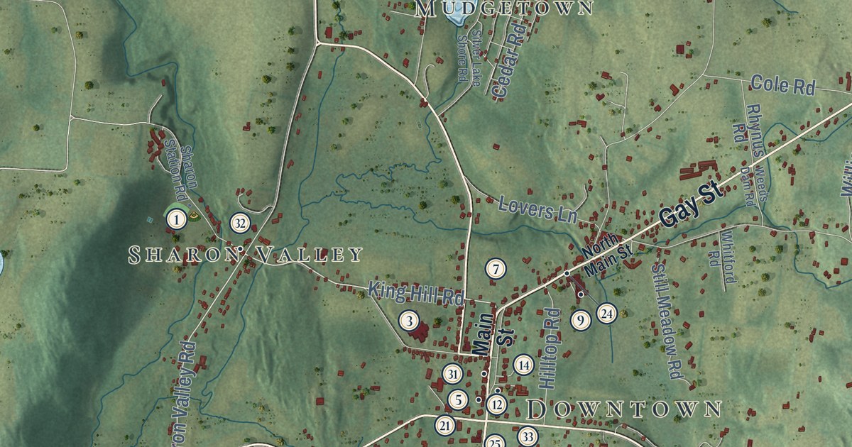 Map of Sharon, Connecticut in 2026