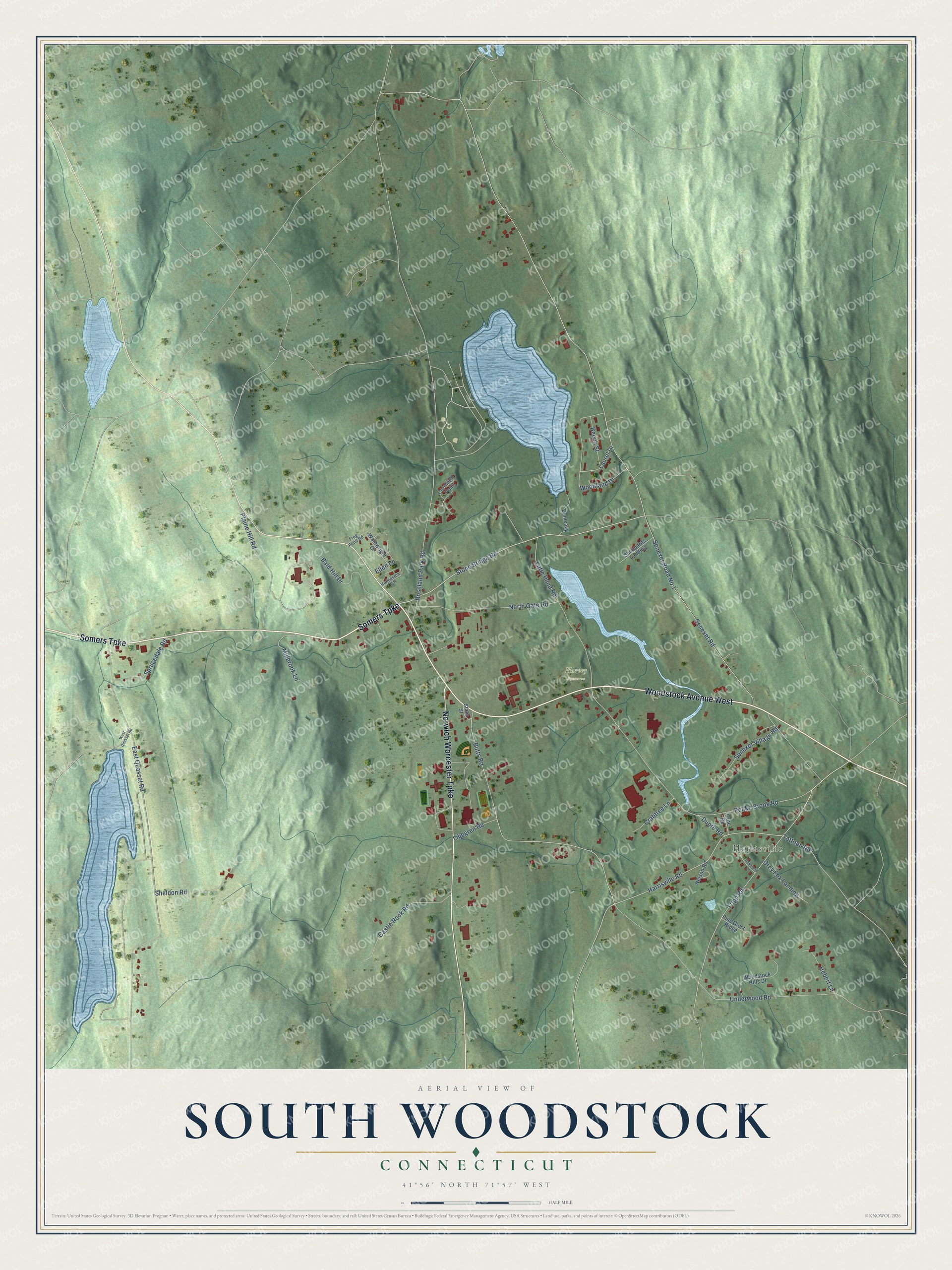 Watermarked full-map preview of South Woodstock, Connecticut