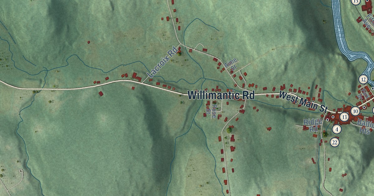 Map of Sprague, Connecticut in 2026