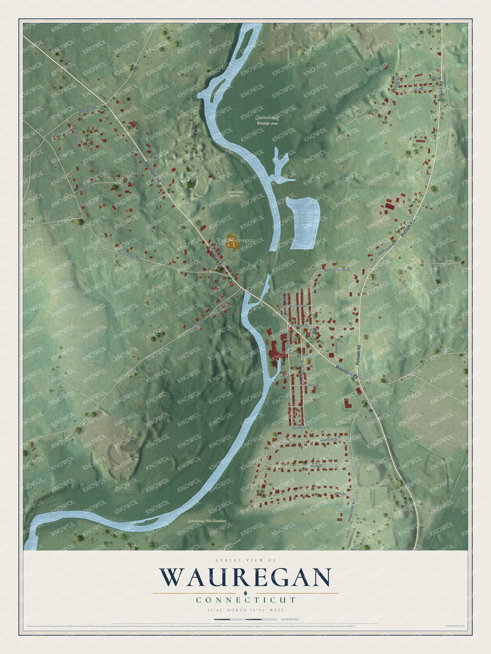 Watermarked full-map preview of Wauregan, Connecticut