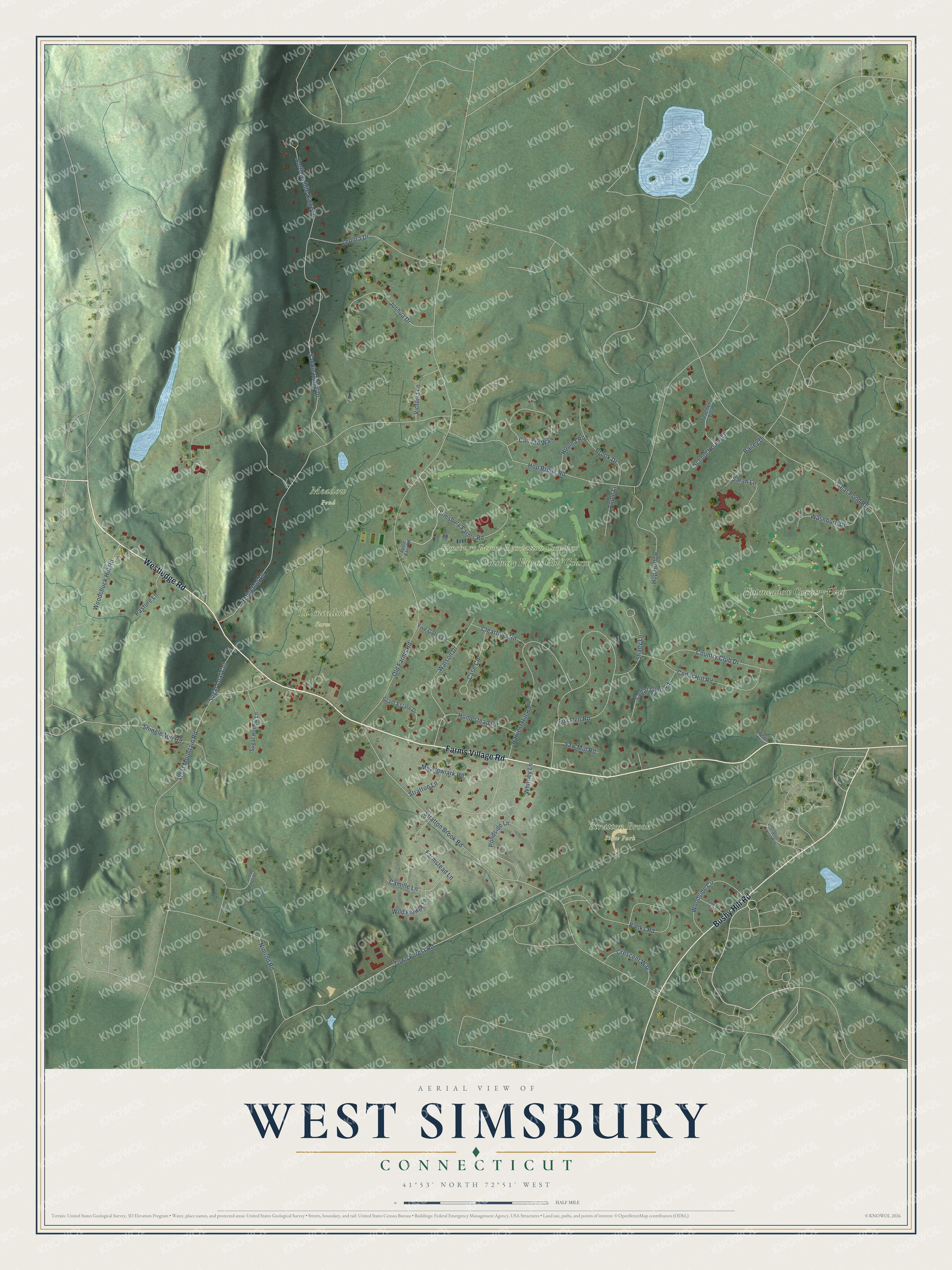 Watermarked full-map preview of West Simsbury, Connecticut