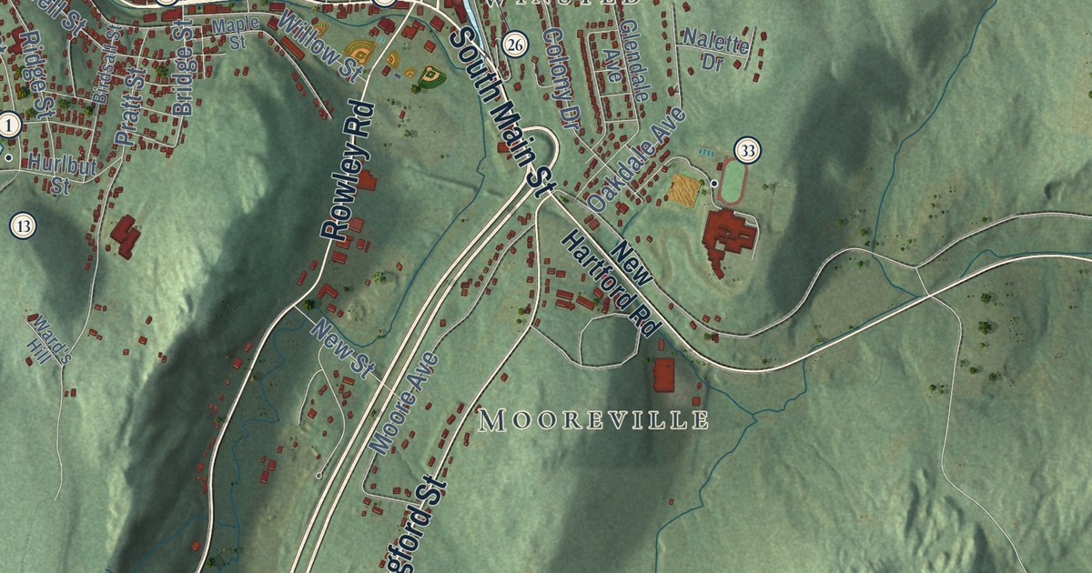 Map of Winchester, Connecticut in 2026