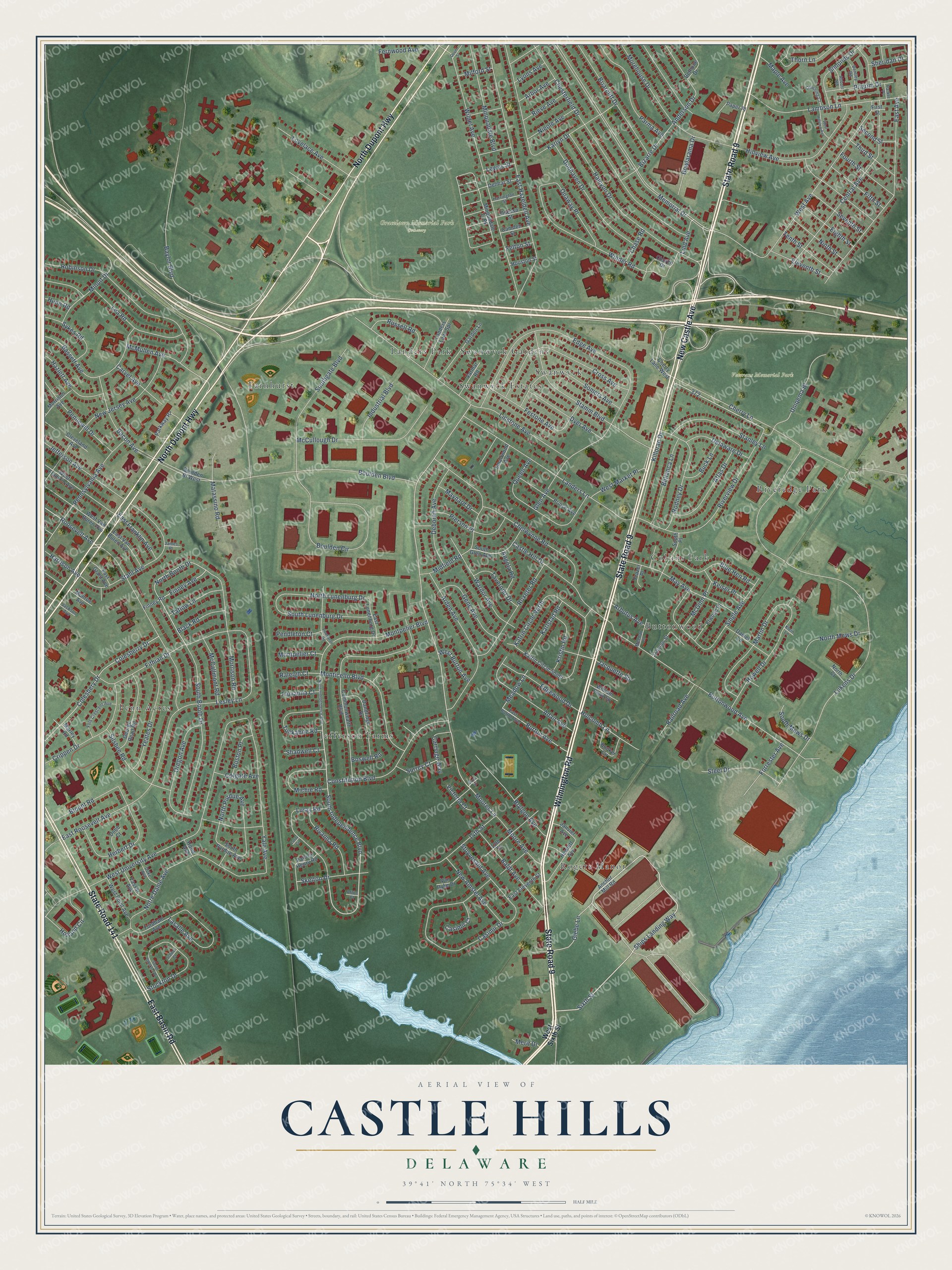 Watermarked full-map preview of Castle Hills, Delaware