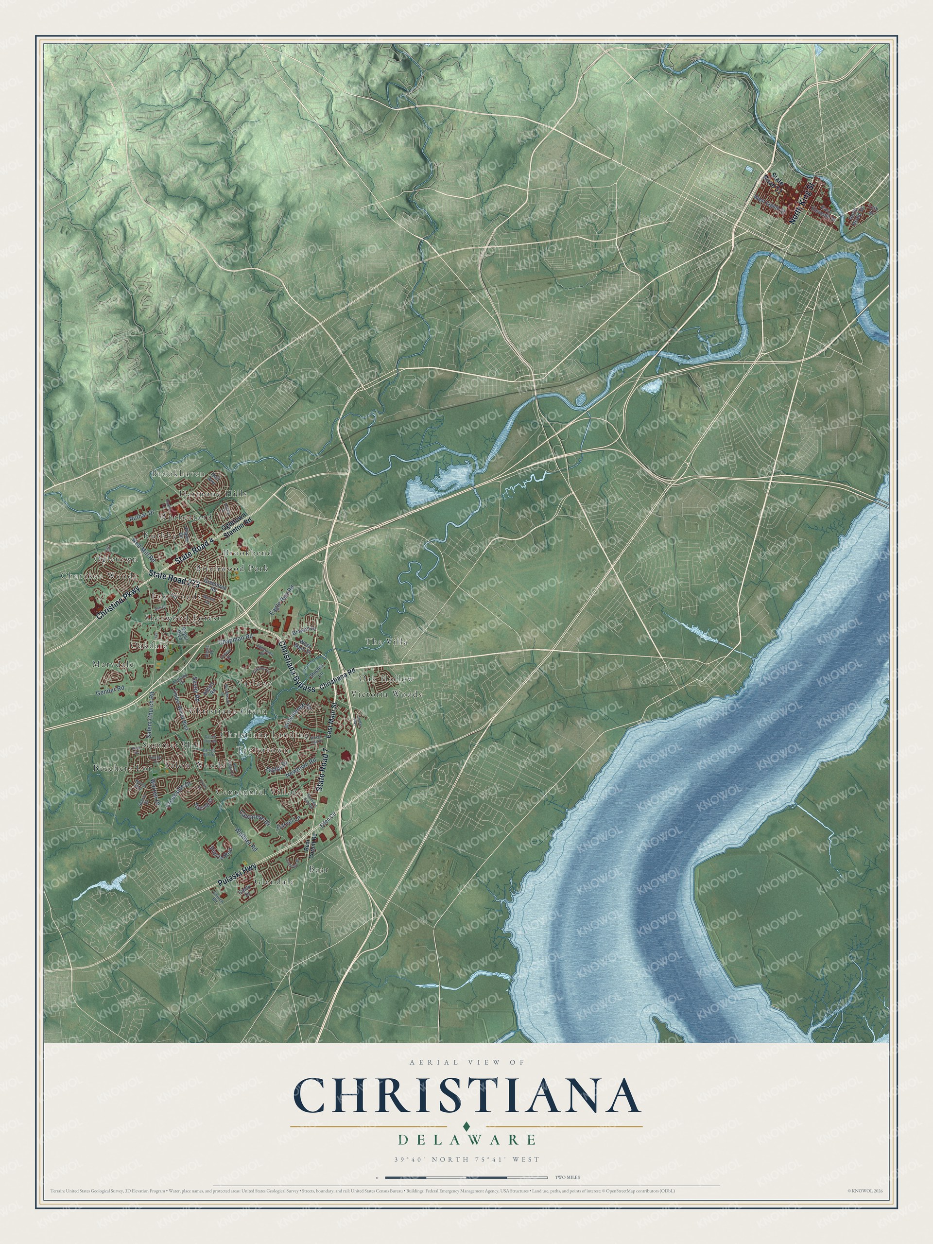 Watermarked full-map preview of Christiana, Delaware