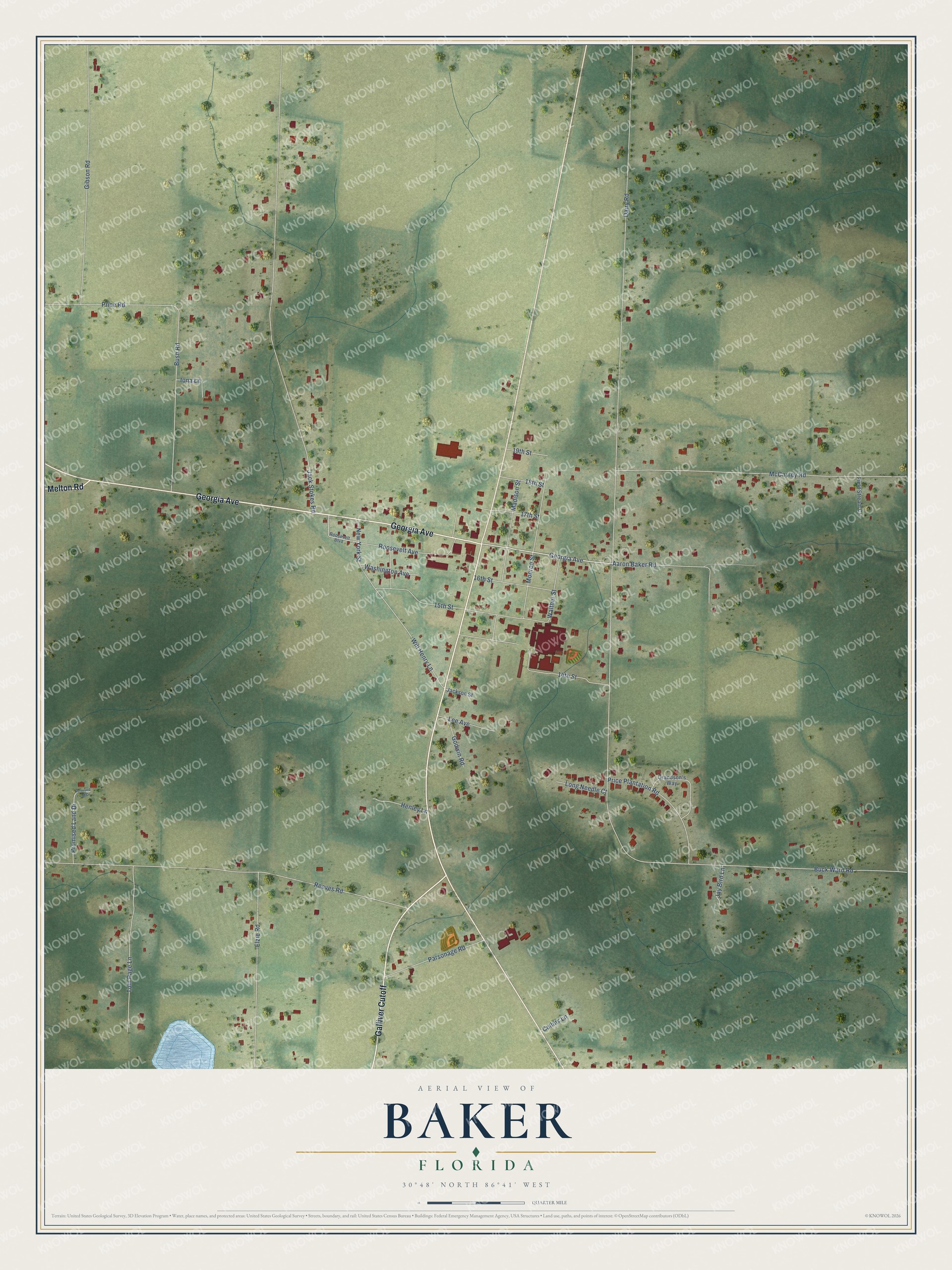 Watermarked full-map preview of Baker, Florida