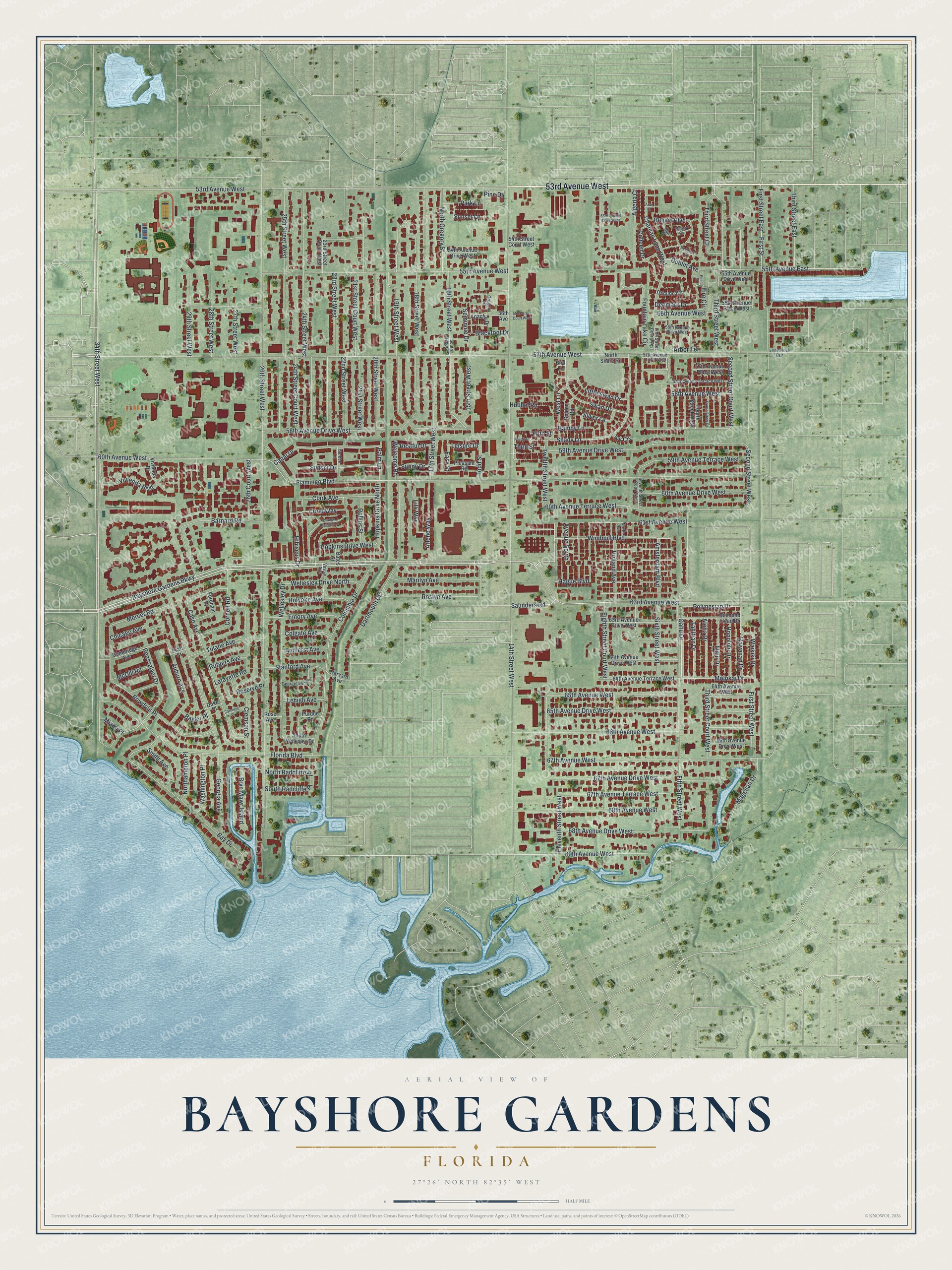 Watermarked full-map preview of Bayshore Gardens, Florida