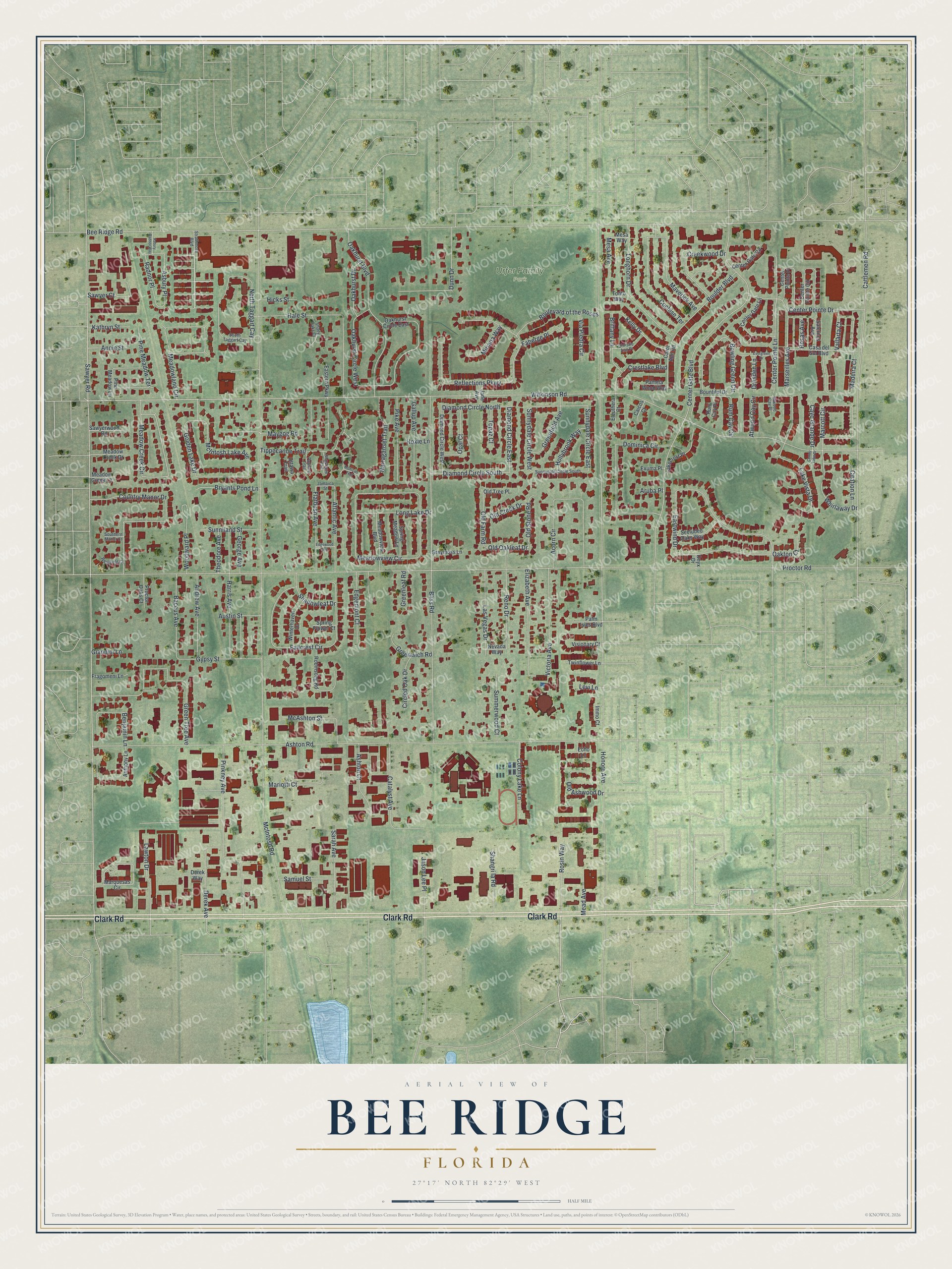 Watermarked full-map preview of Bee Ridge, Florida