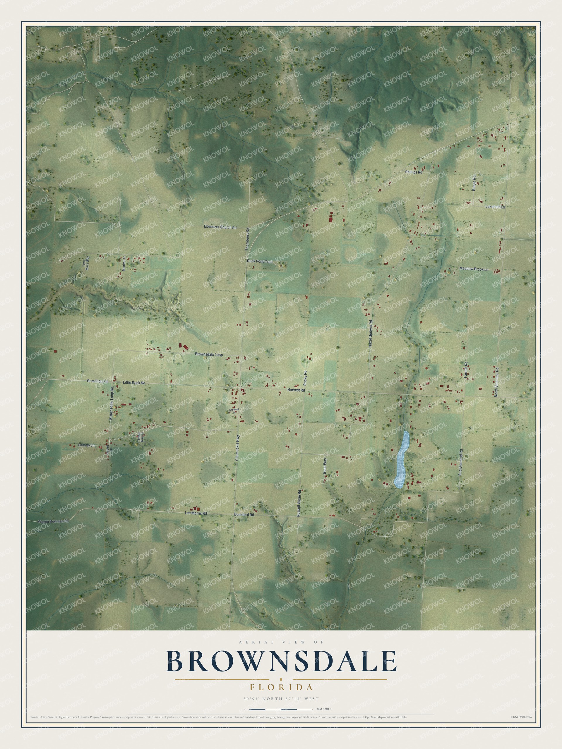 Watermarked full-map preview of Brownsdale, Florida