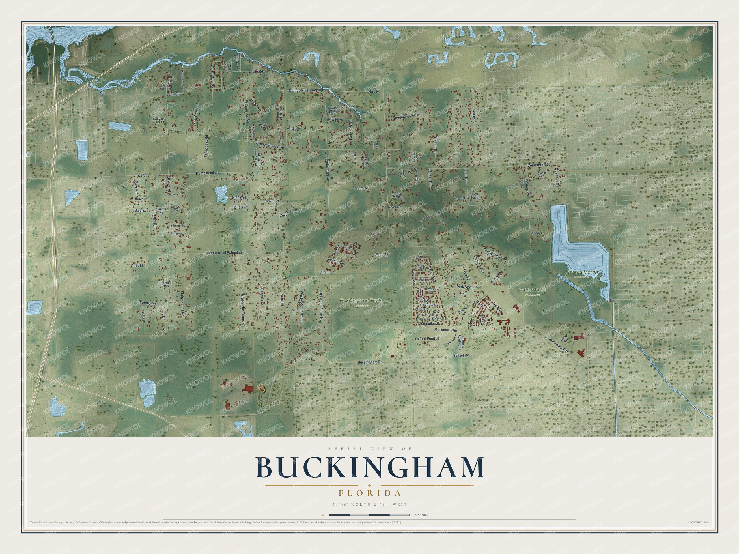 Watermarked full-map preview of Buckingham, Florida