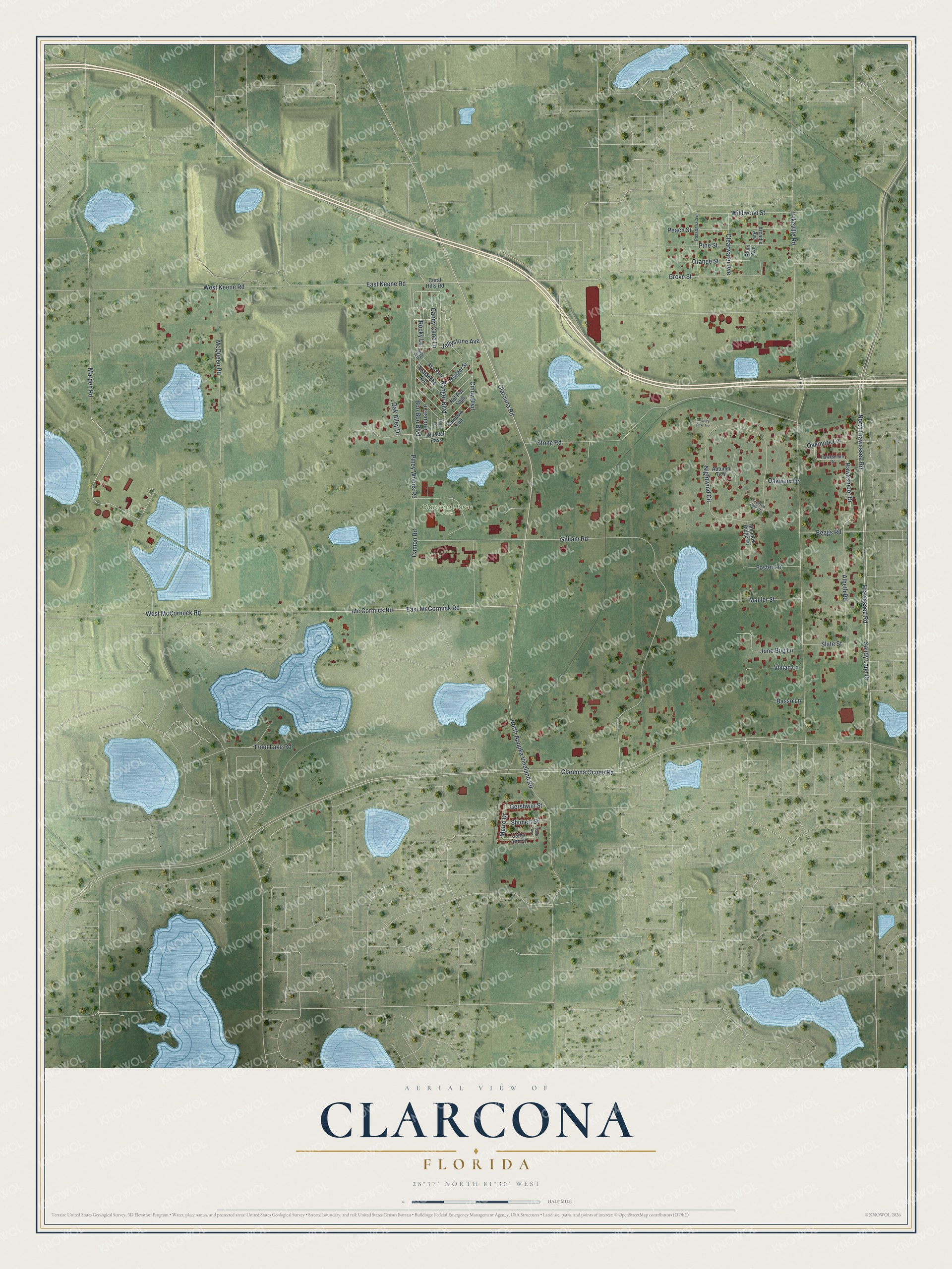 Watermarked full-map preview of Clarcona, Florida