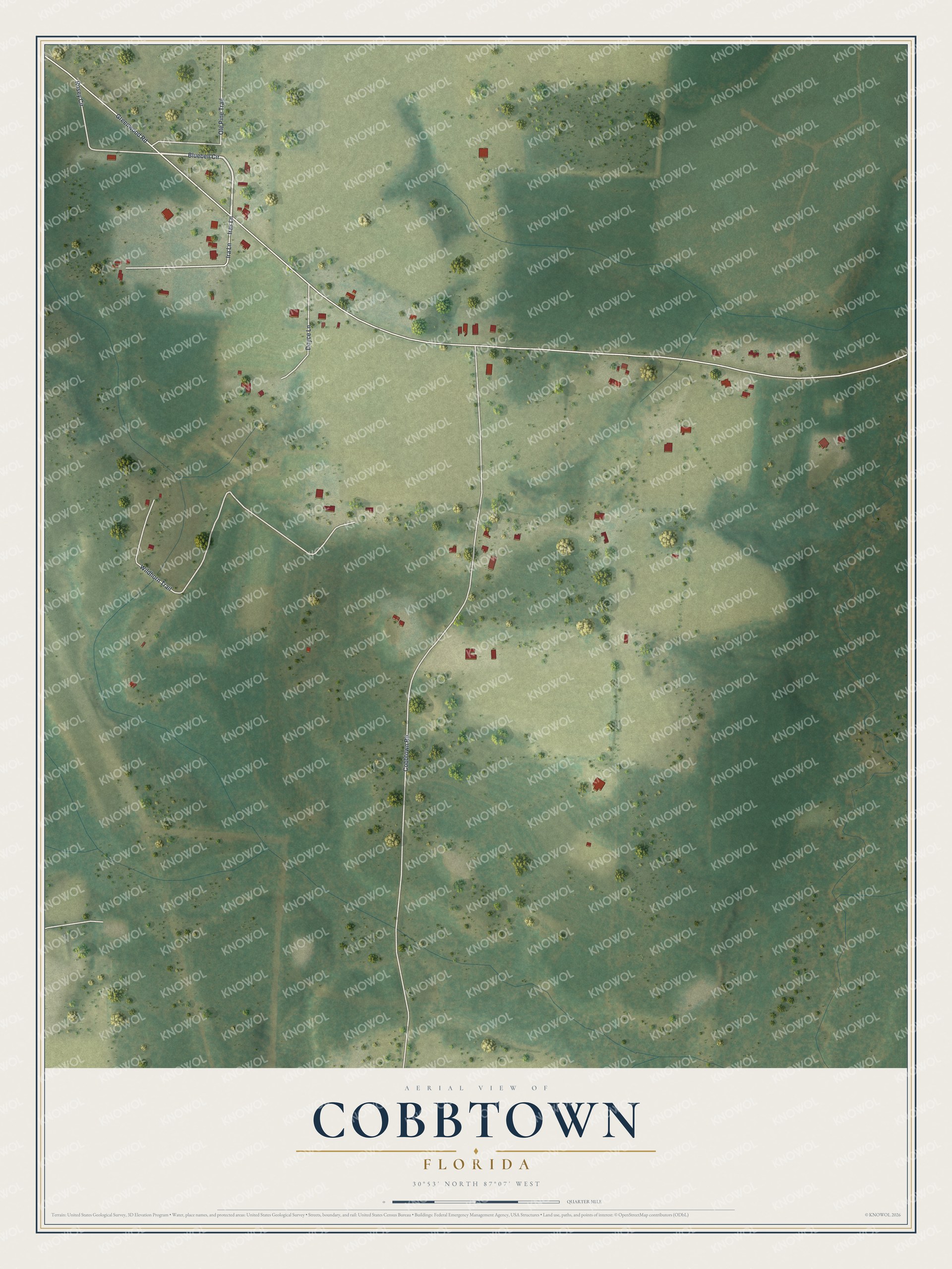Watermarked full-map preview of Cobbtown, Florida