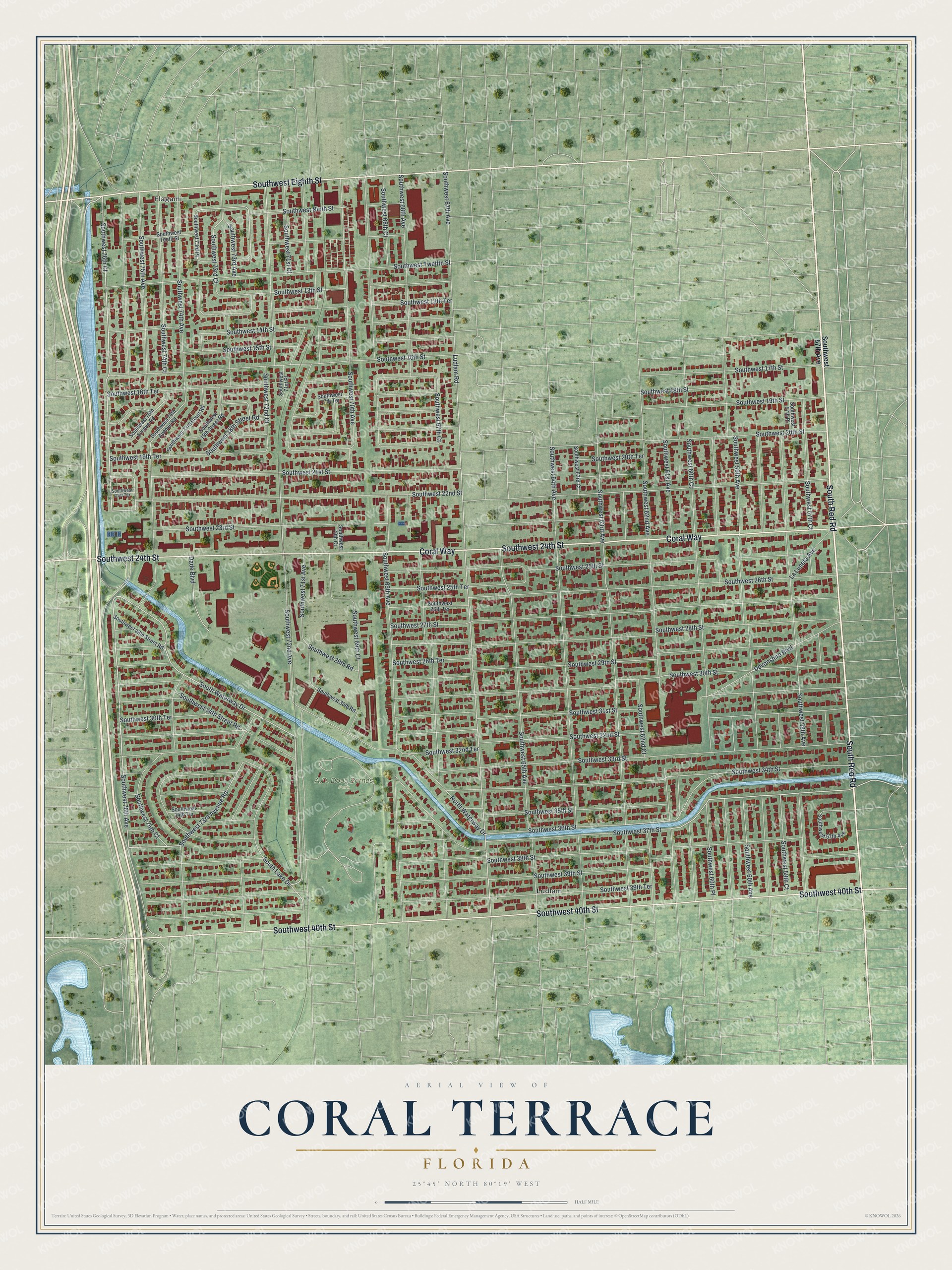 Watermarked full-map preview of Coral Terrace, Florida