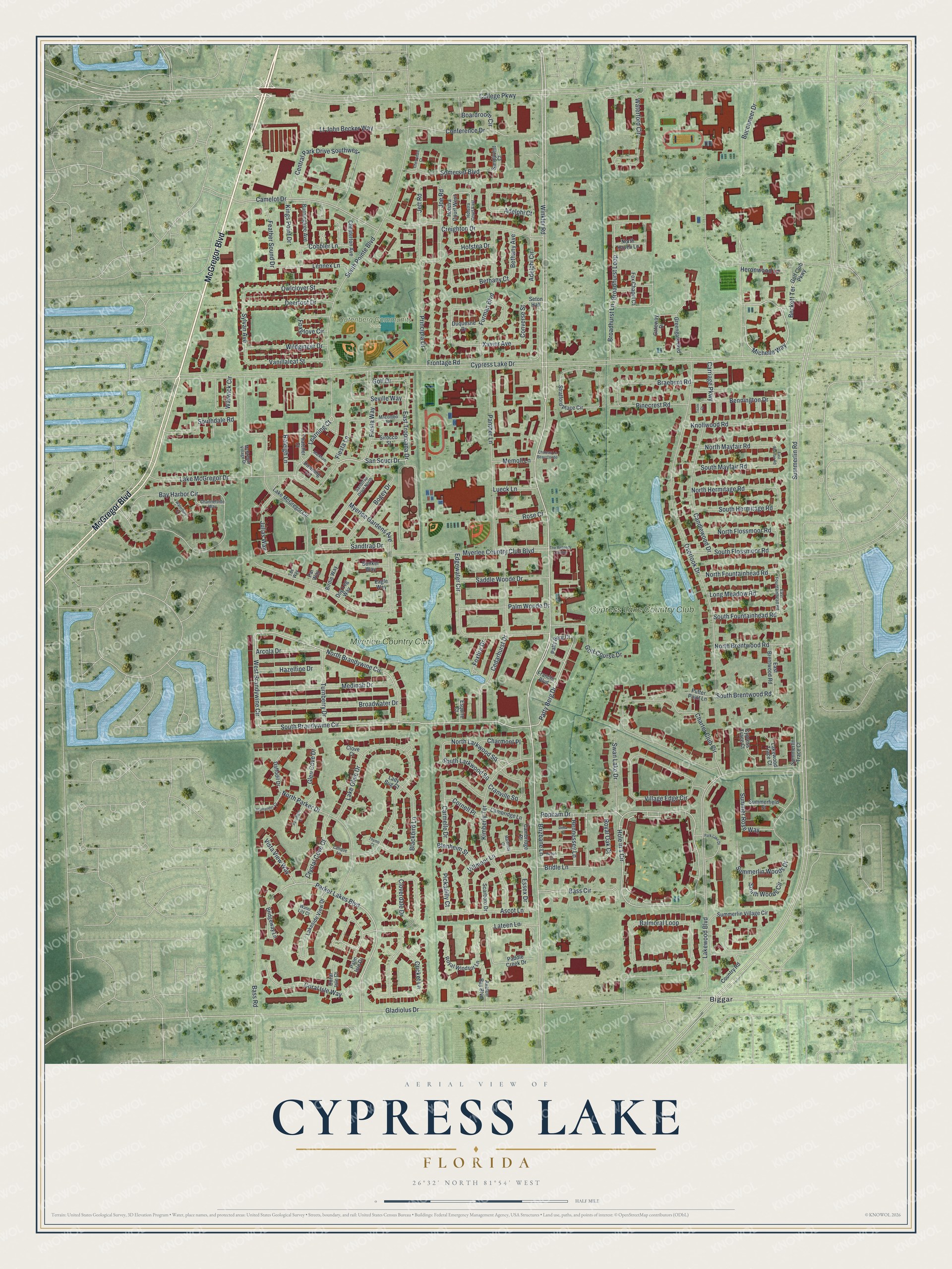 Watermarked full-map preview of Cypress Lake, Florida