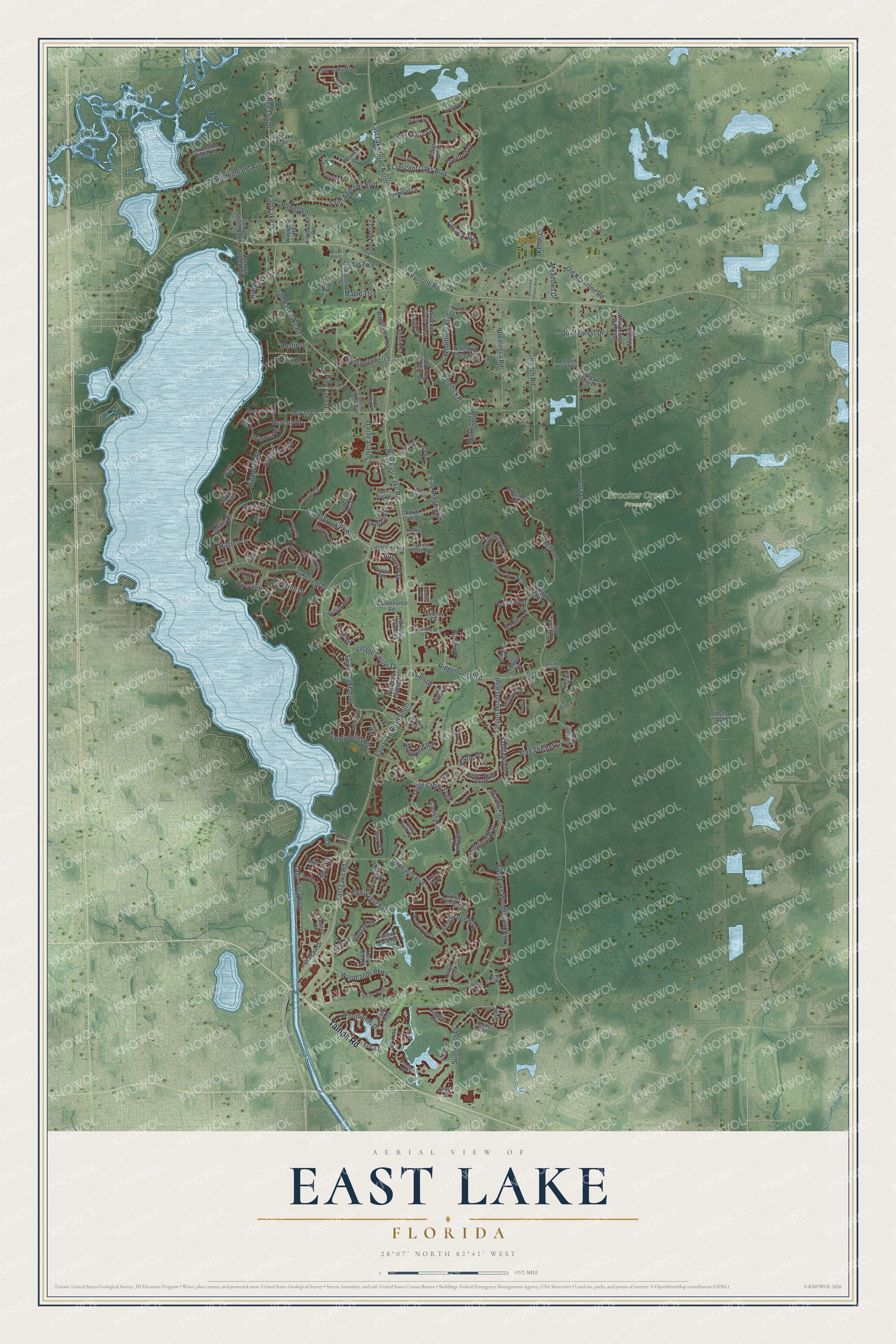 Watermarked full-map preview of East Lake, Florida