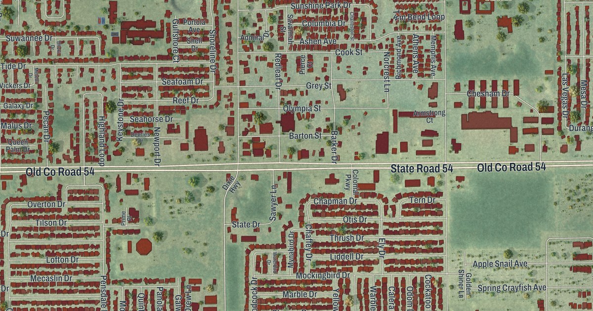 Map of Elfers, Florida in 2026