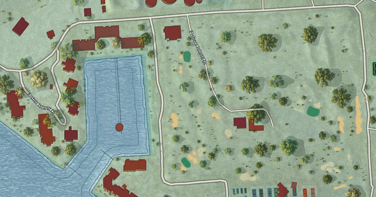 Map of Fisher Island, Florida in 2026