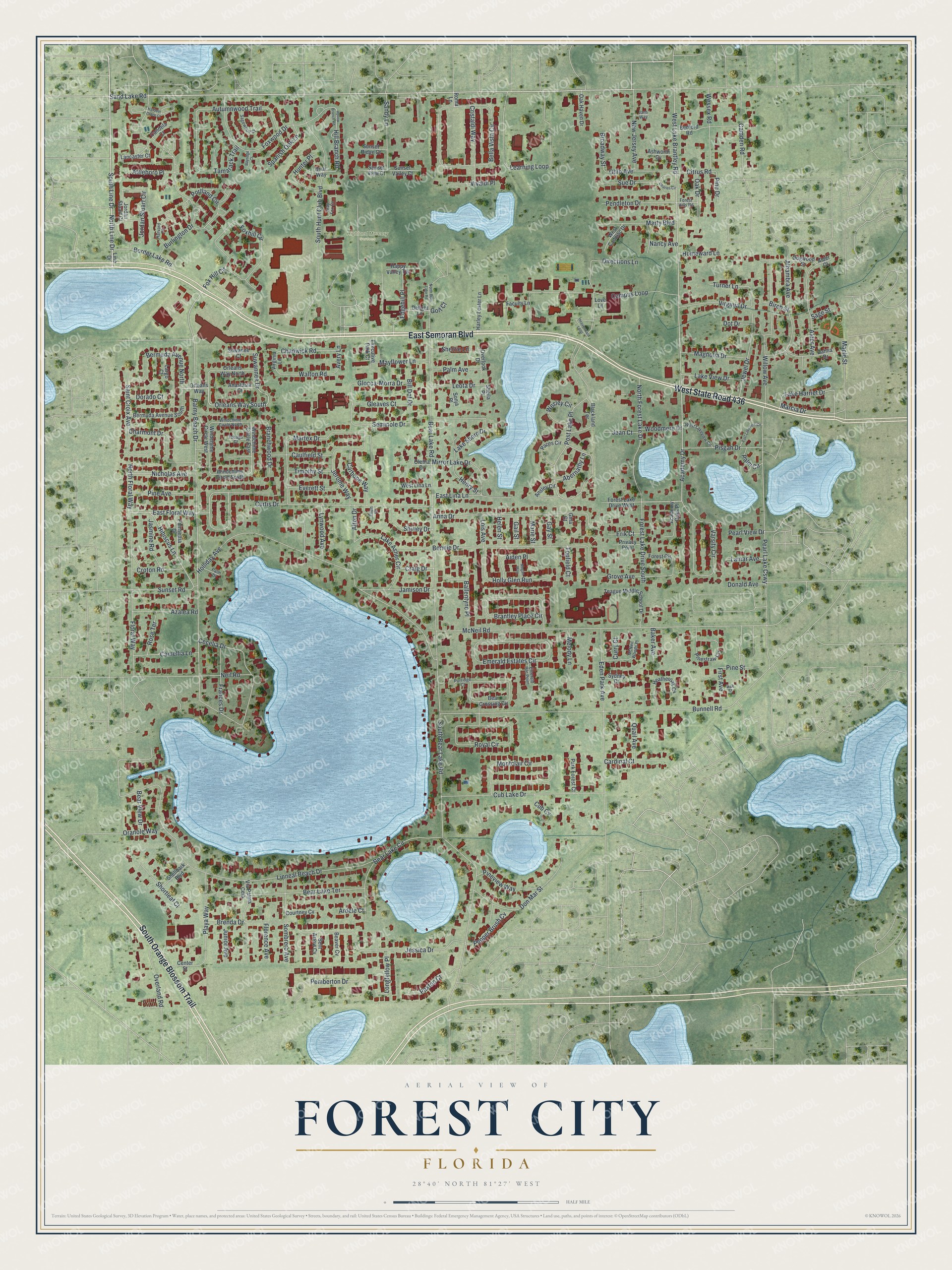 Watermarked full-map preview of Forest City, Florida