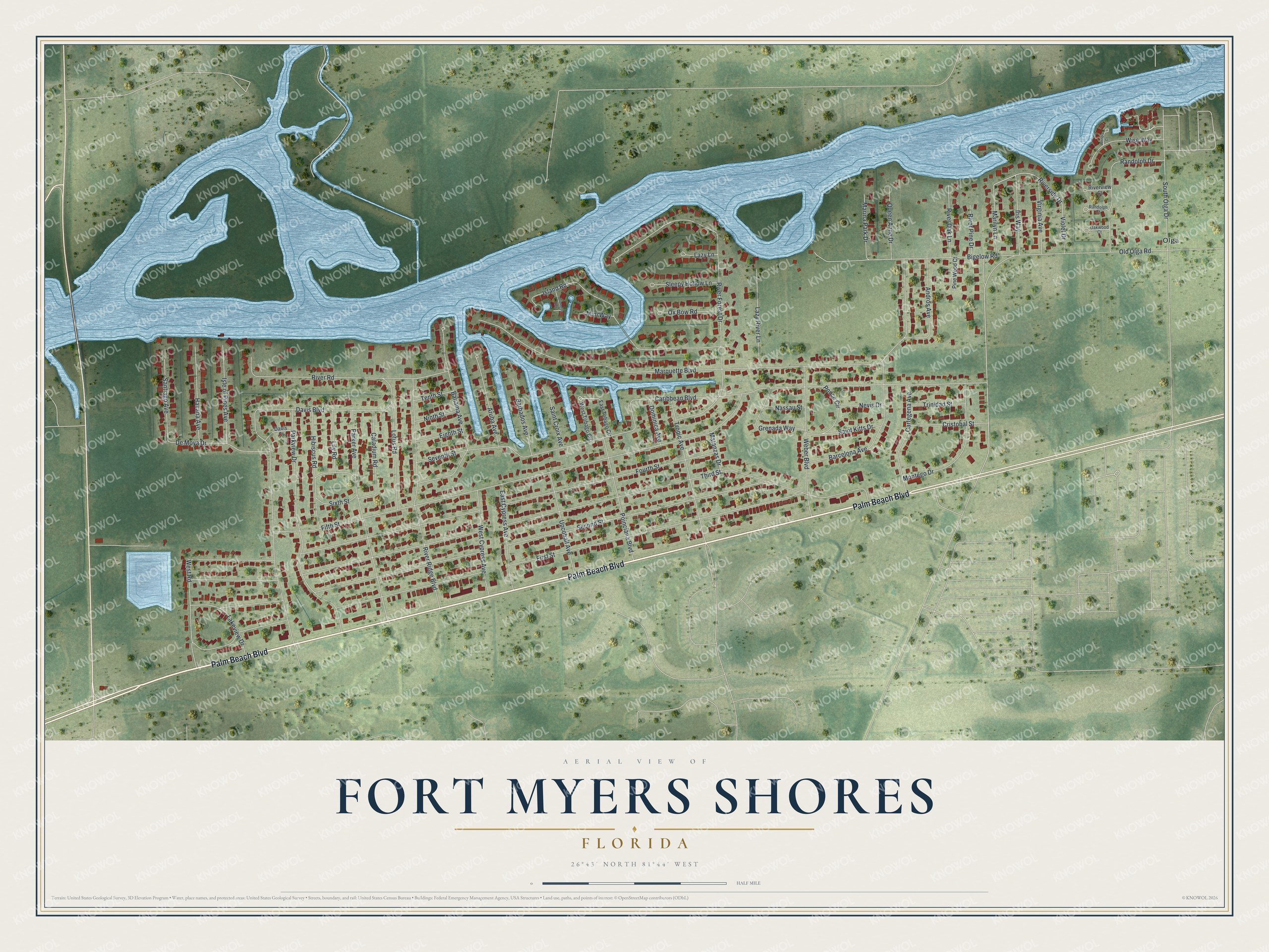 Watermarked full-map preview of Fort Myers Shores, Florida