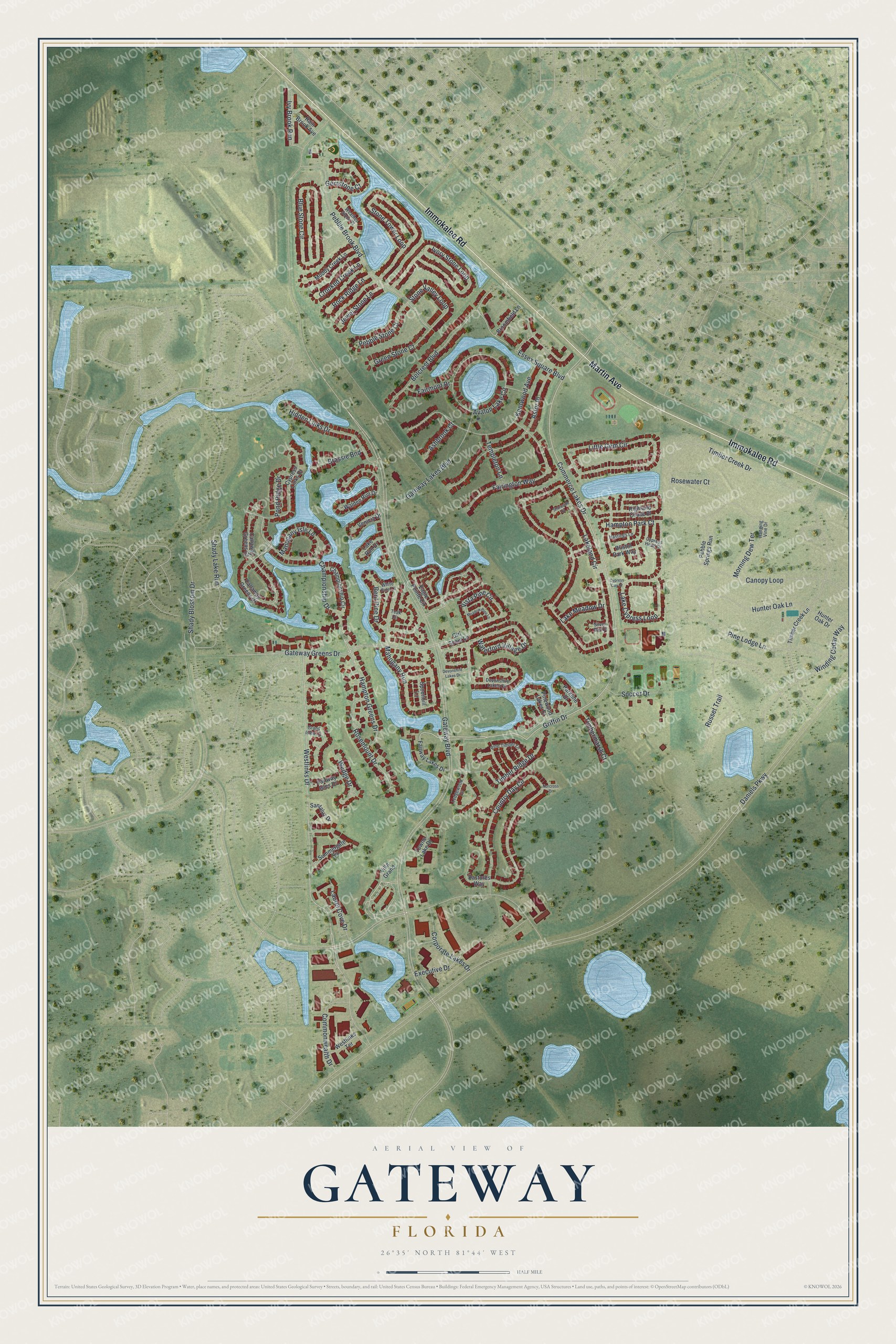 Watermarked full-map preview of Gateway, Florida