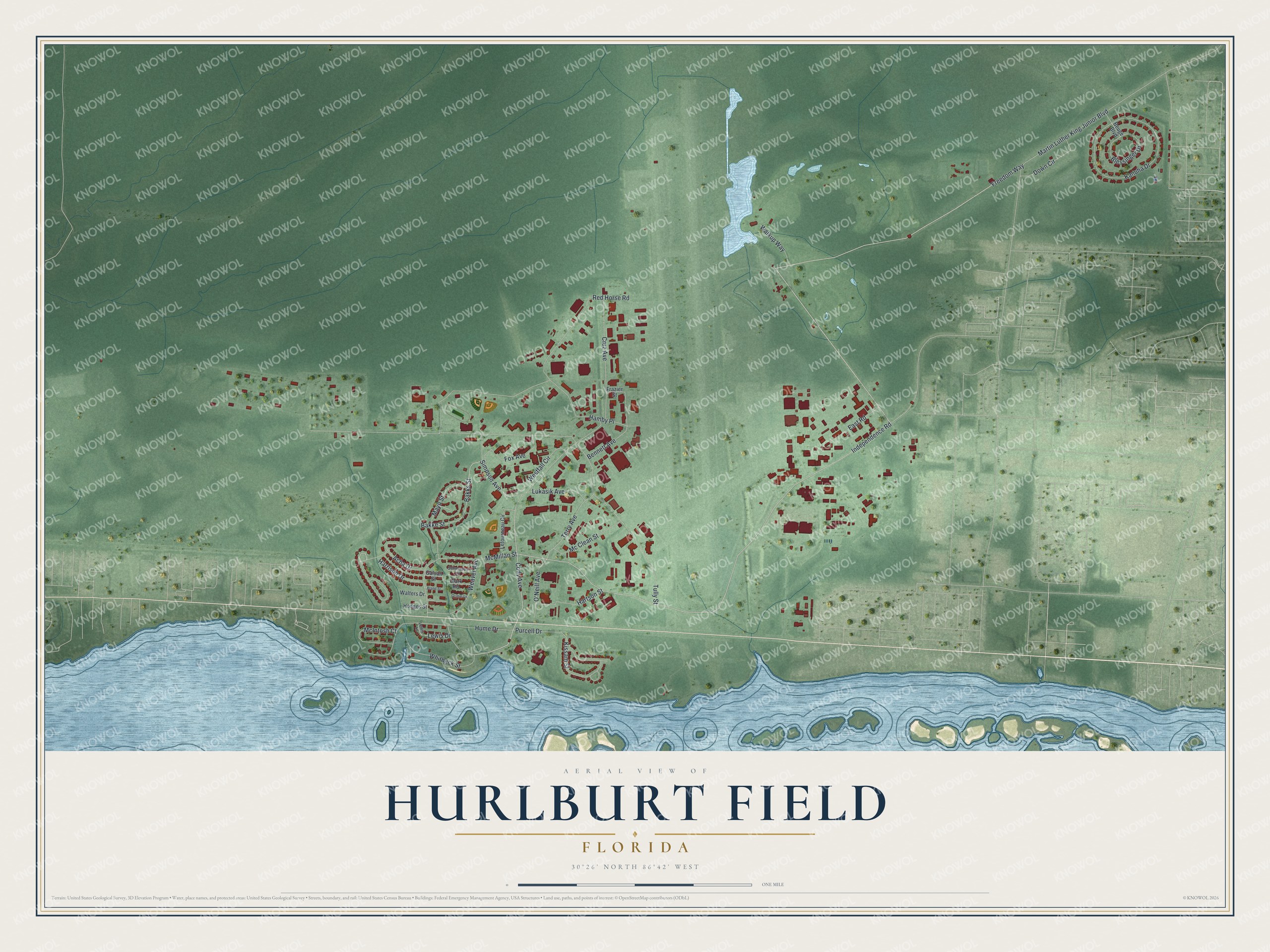 Watermarked full-map preview of Hurlburt Field, Florida