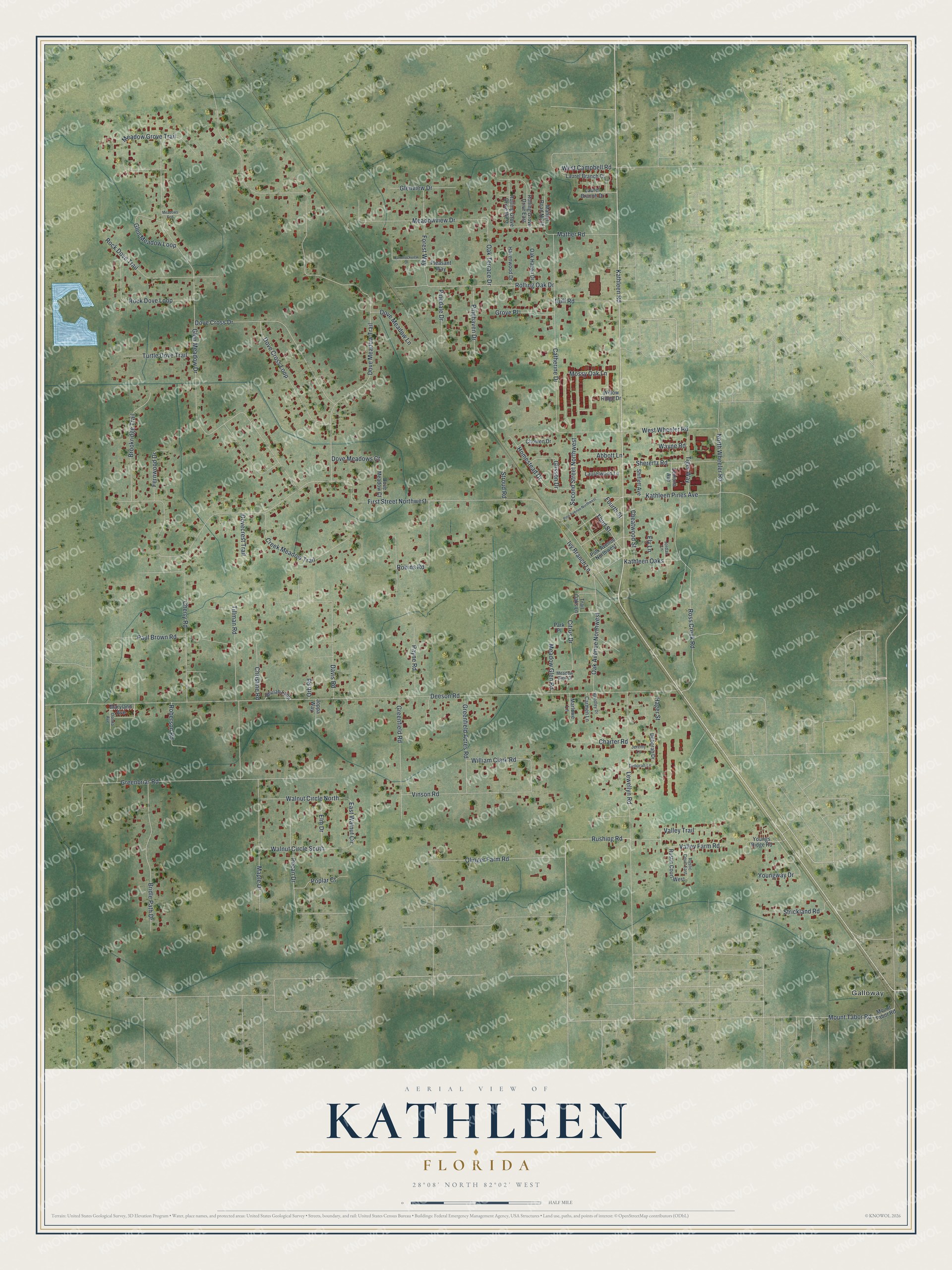 Watermarked full-map preview of Kathleen, Florida
