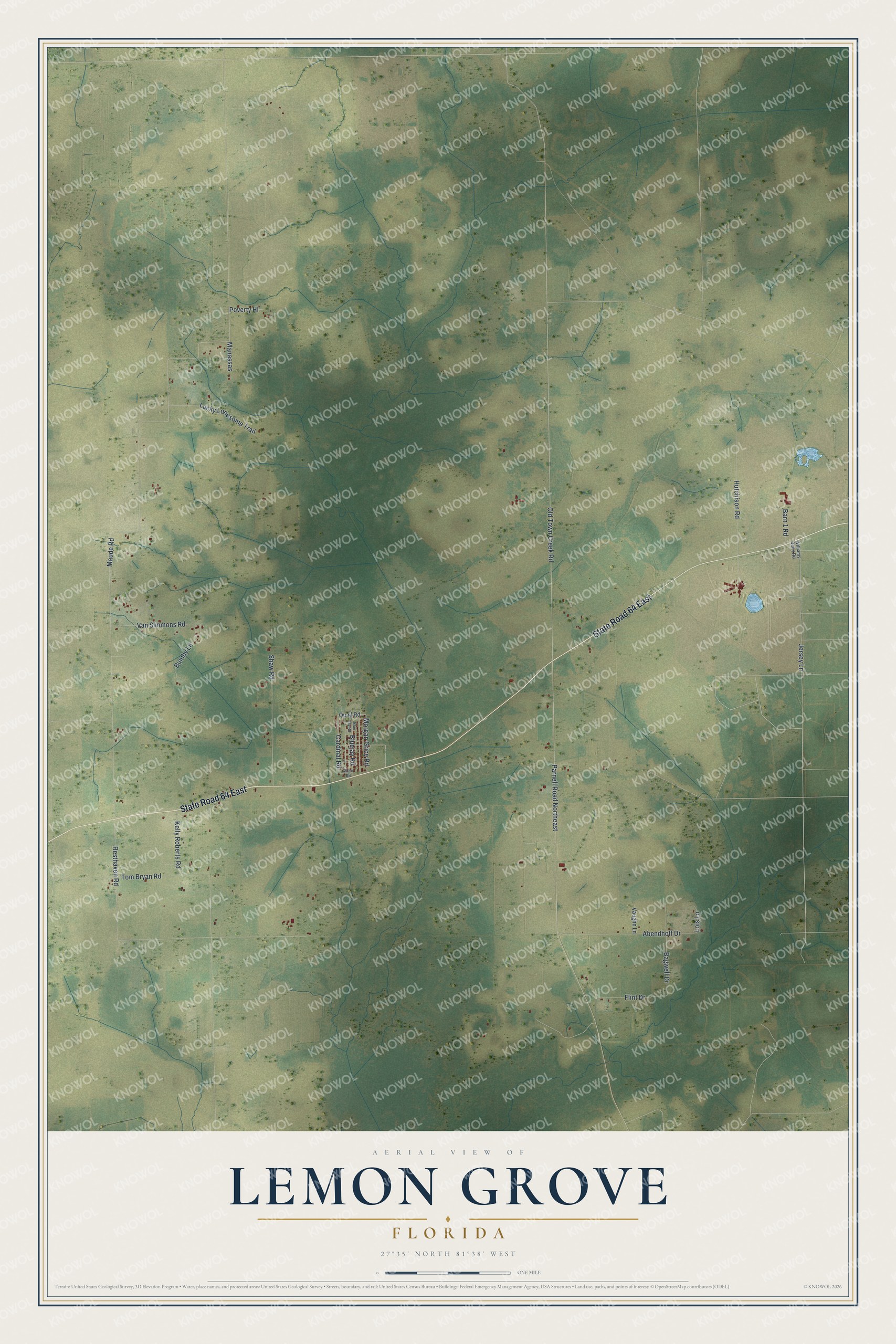 Watermarked full-map preview of Lemon Grove, Florida