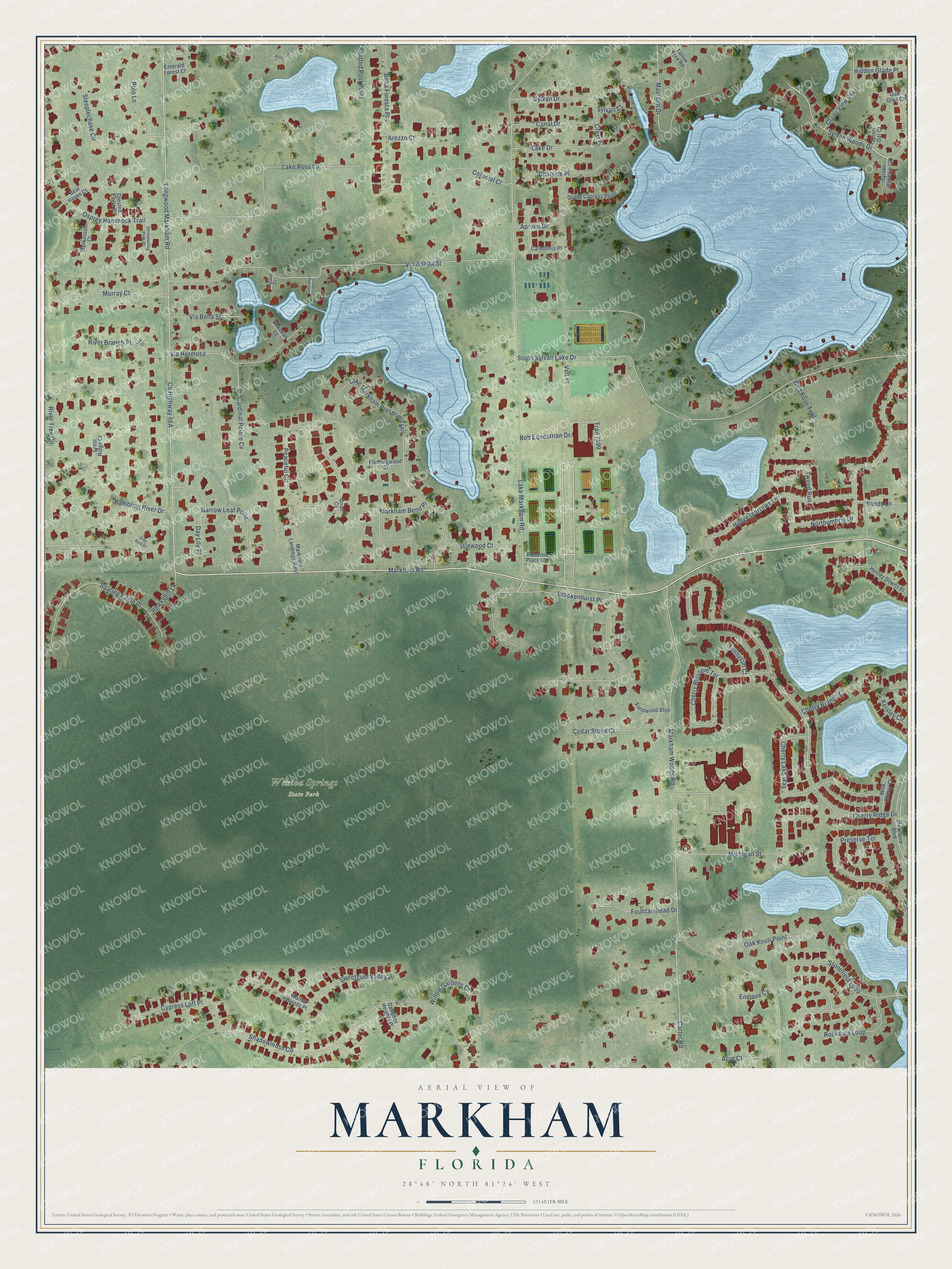 Watermarked full-map preview of Markham, Florida