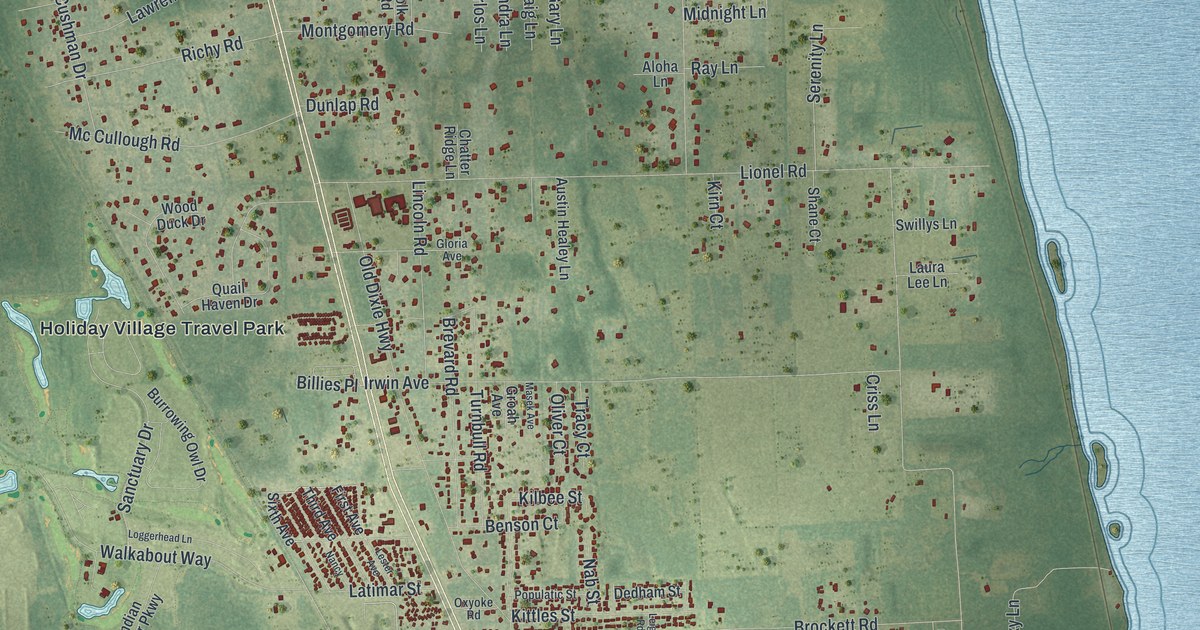 Map of Mims, Florida in 2026