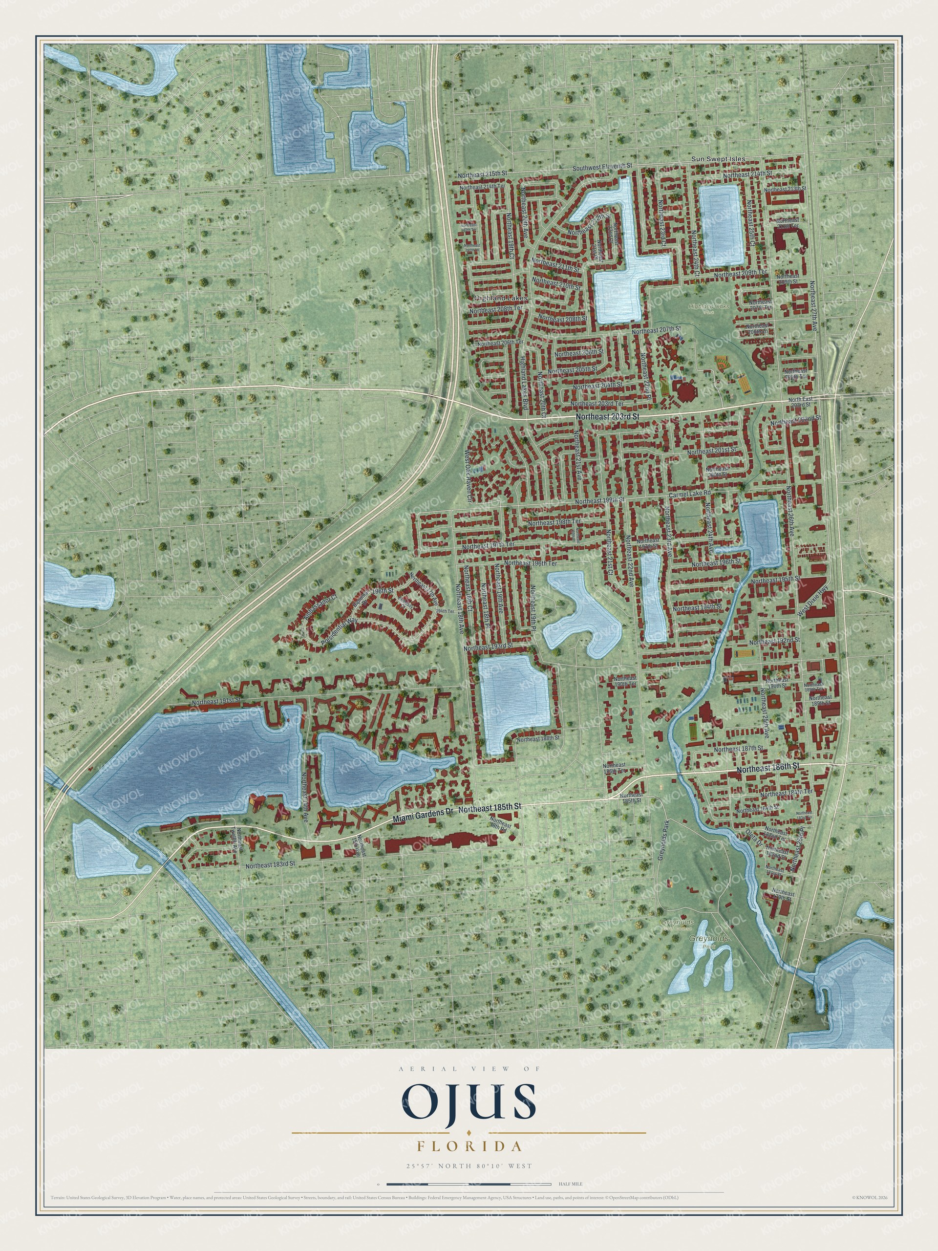 Watermarked full-map preview of Ojus, Florida