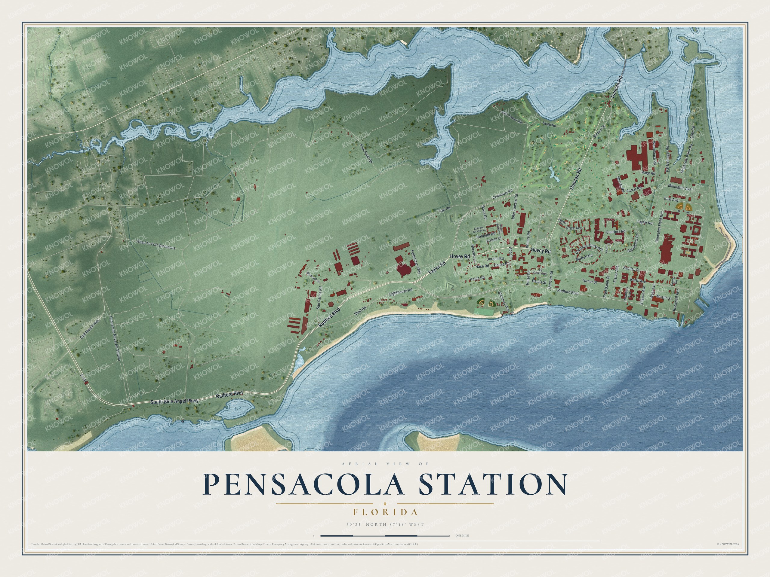 Watermarked full-map preview of Pensacola Station, Florida