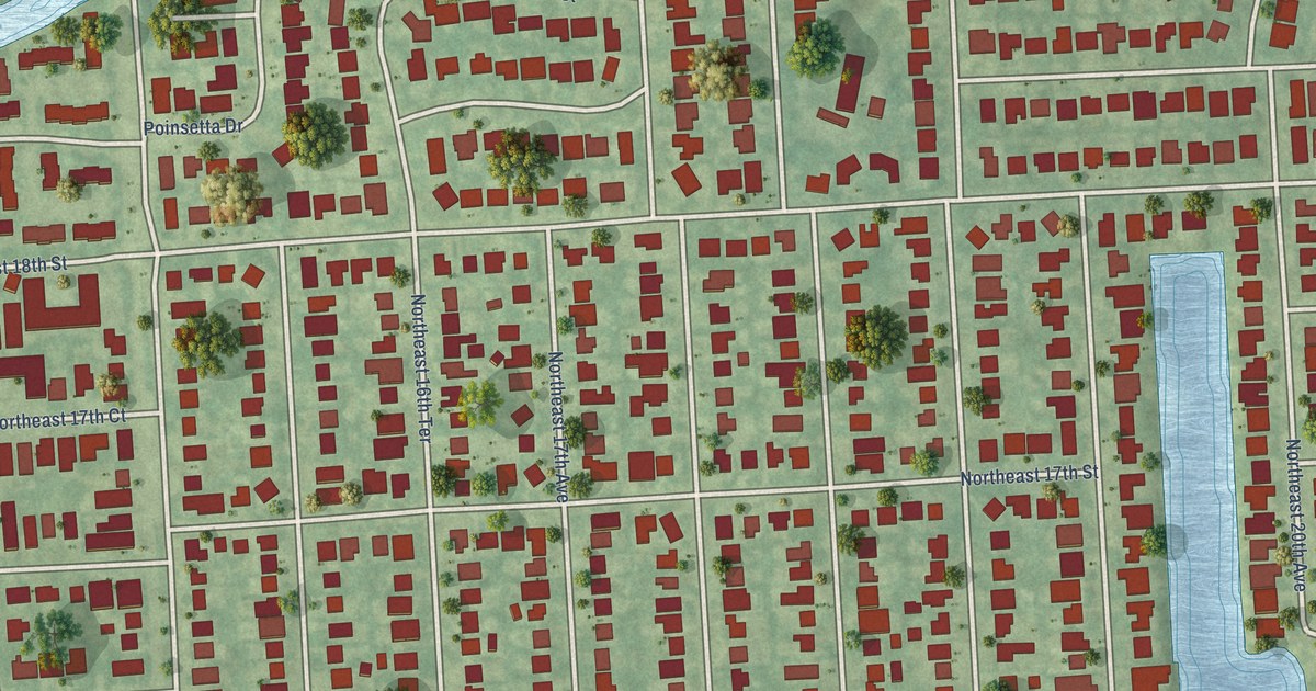 Detailed Map of Poinsettia Heights, Florida